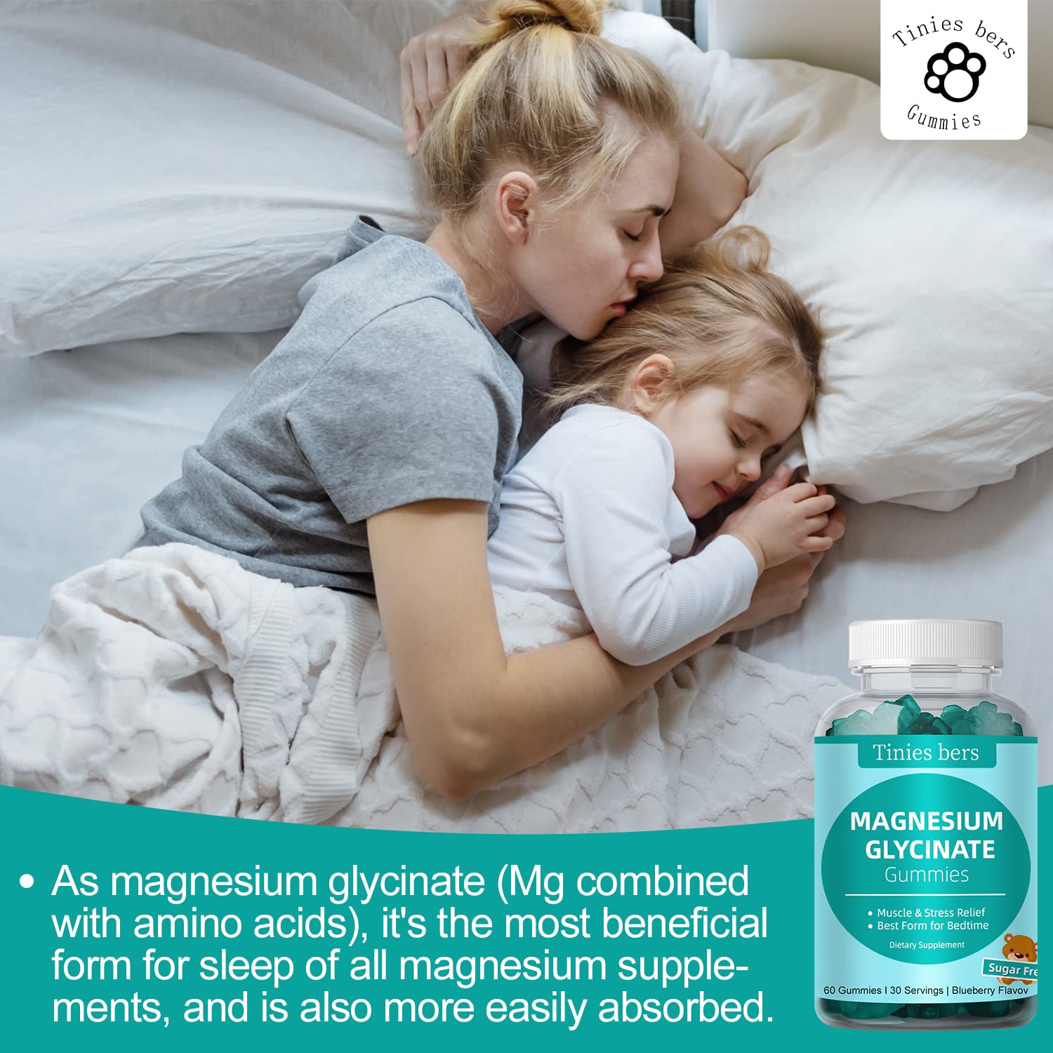 Foto 7 pulgar | Gomitas De Glicinato De Magnesio Supplement Tinies Bers 500 Mg - Venta Internacional.