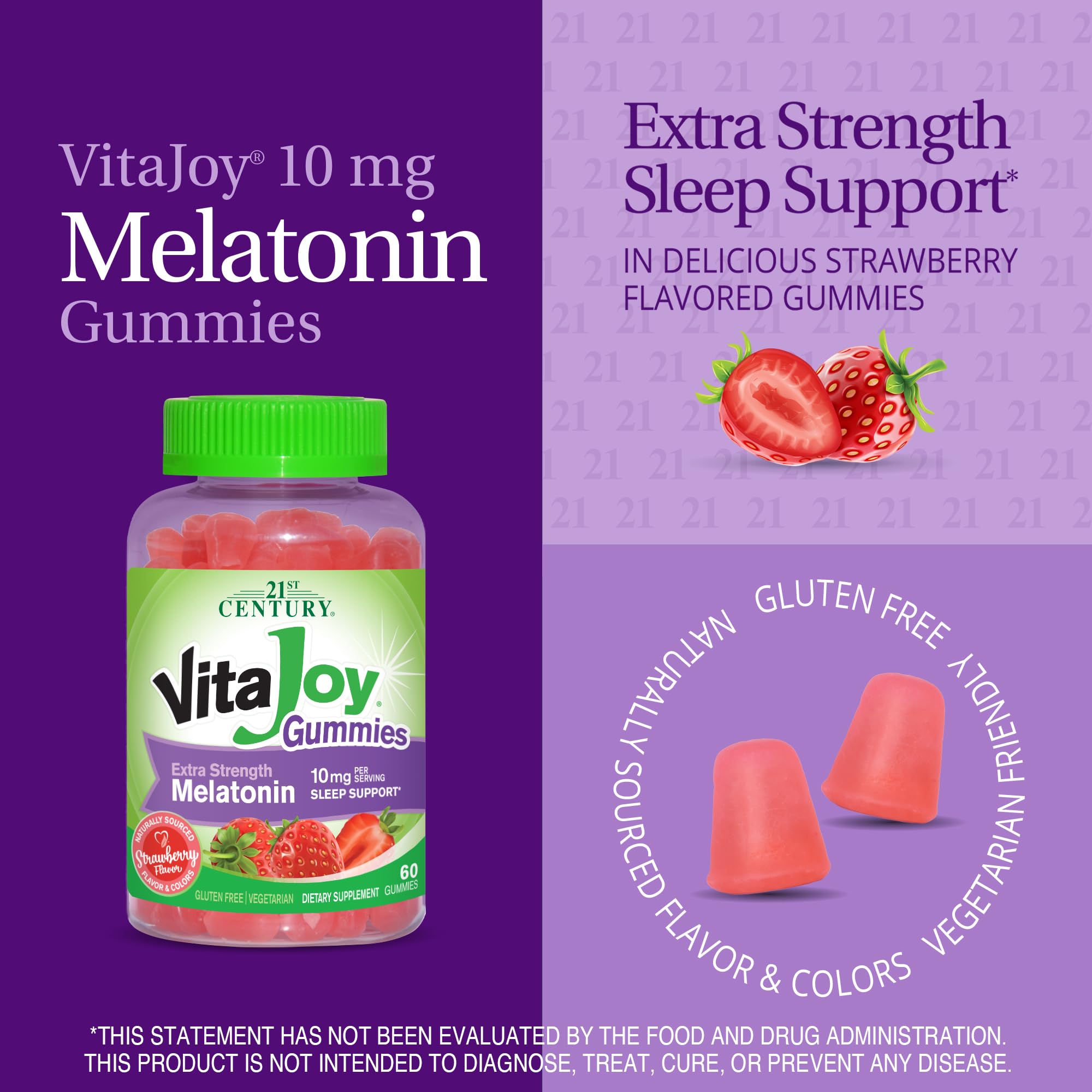 Foto 3 pulgar | Suplemento De Melatonina Vitajoy De 21st Century Healthcare 10 Mg X60 - Venta Internacional.