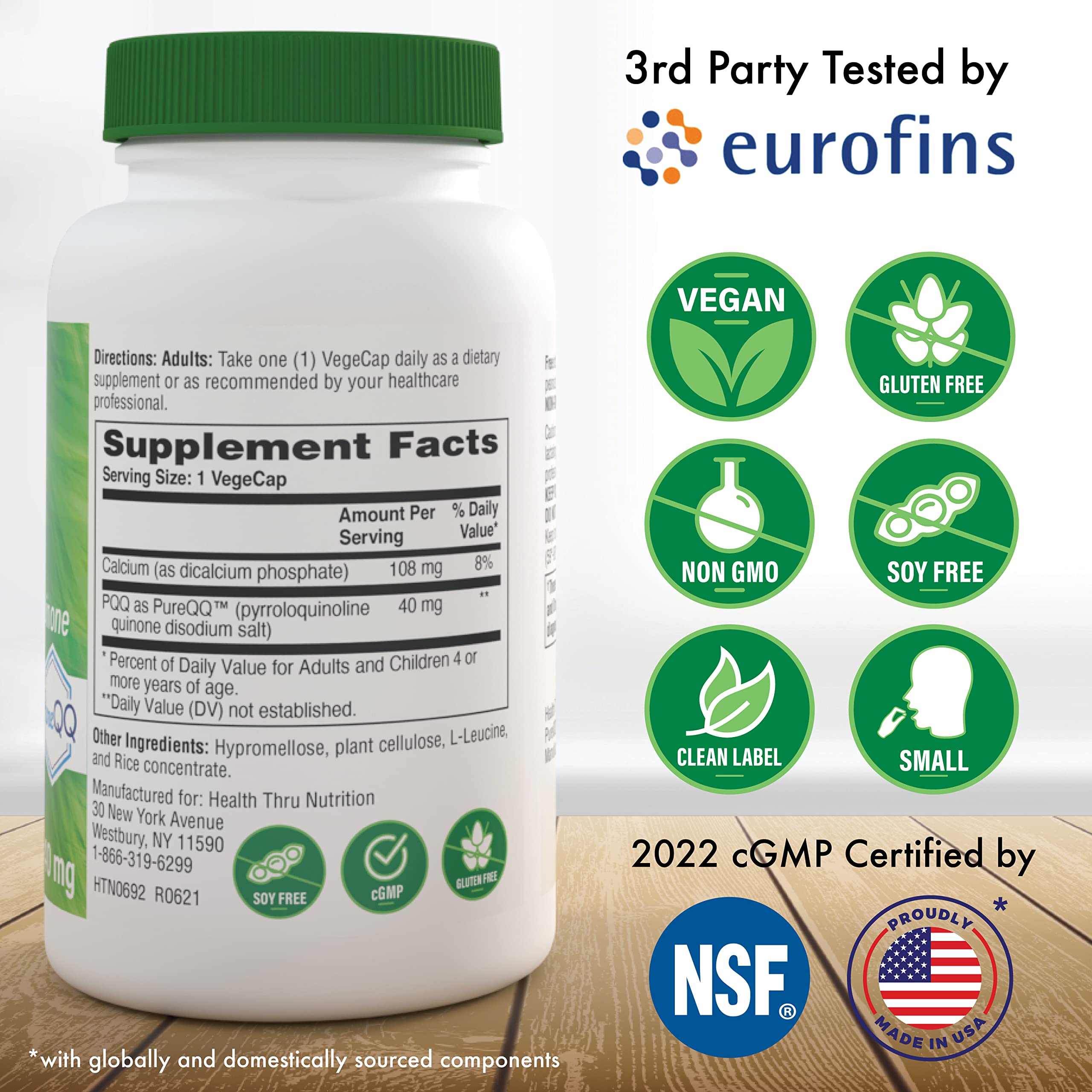 Foto 3 pulgar | Suplemento Health Thru Nutrition Pqq 40 Mg 30 Porciones Pureqq - Venta Internacional.