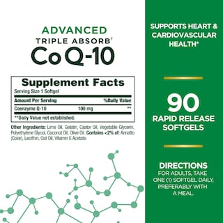 Foto 2 | Suplemento Nature's Bounty Advanced Triple Absorb Co Q-10, 100 Mg - Venta Internacional.