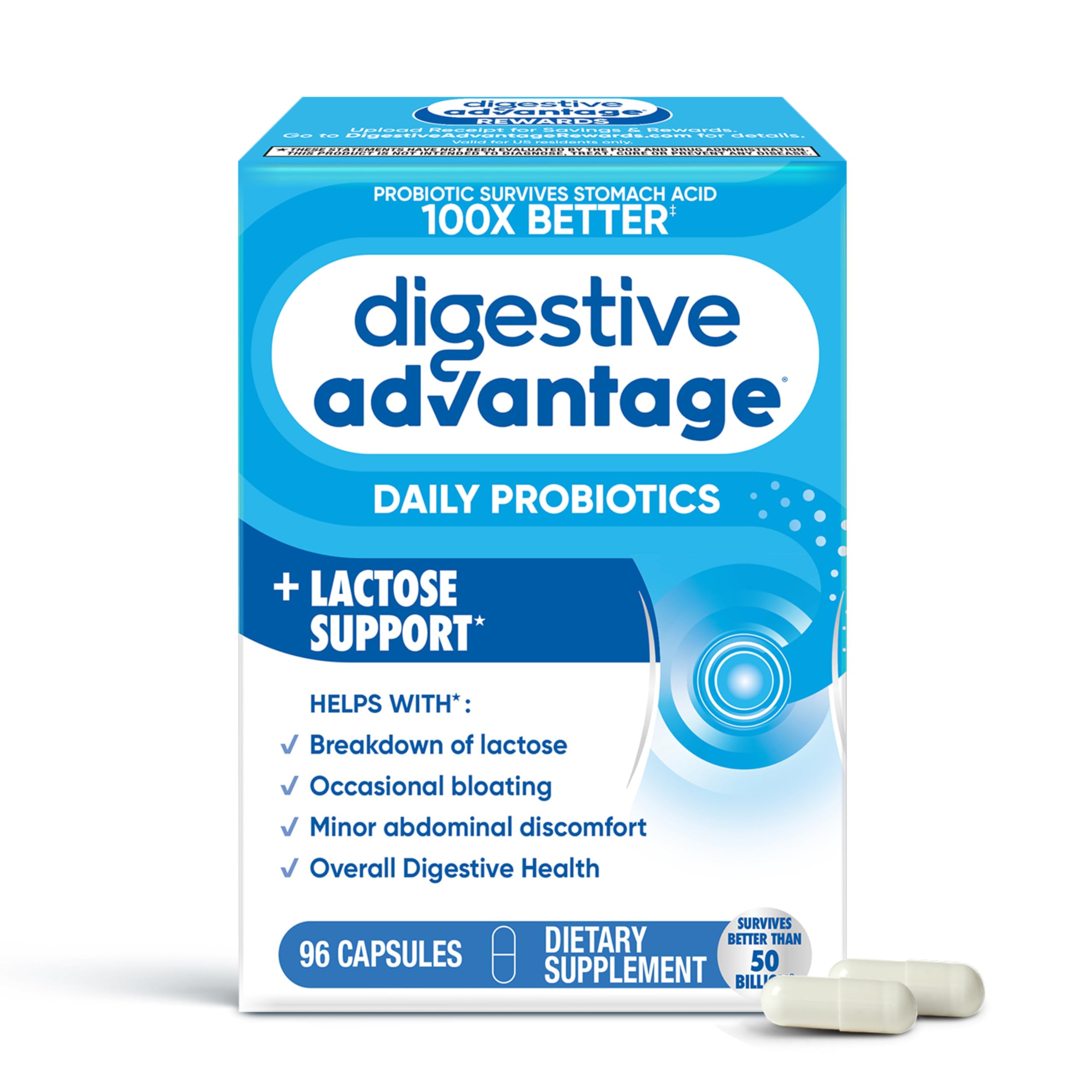 Foto 2 pulgar | Suplemento Digestive Advantage Probiotics + Lactasa 96 Unidades - Venta Internacional.