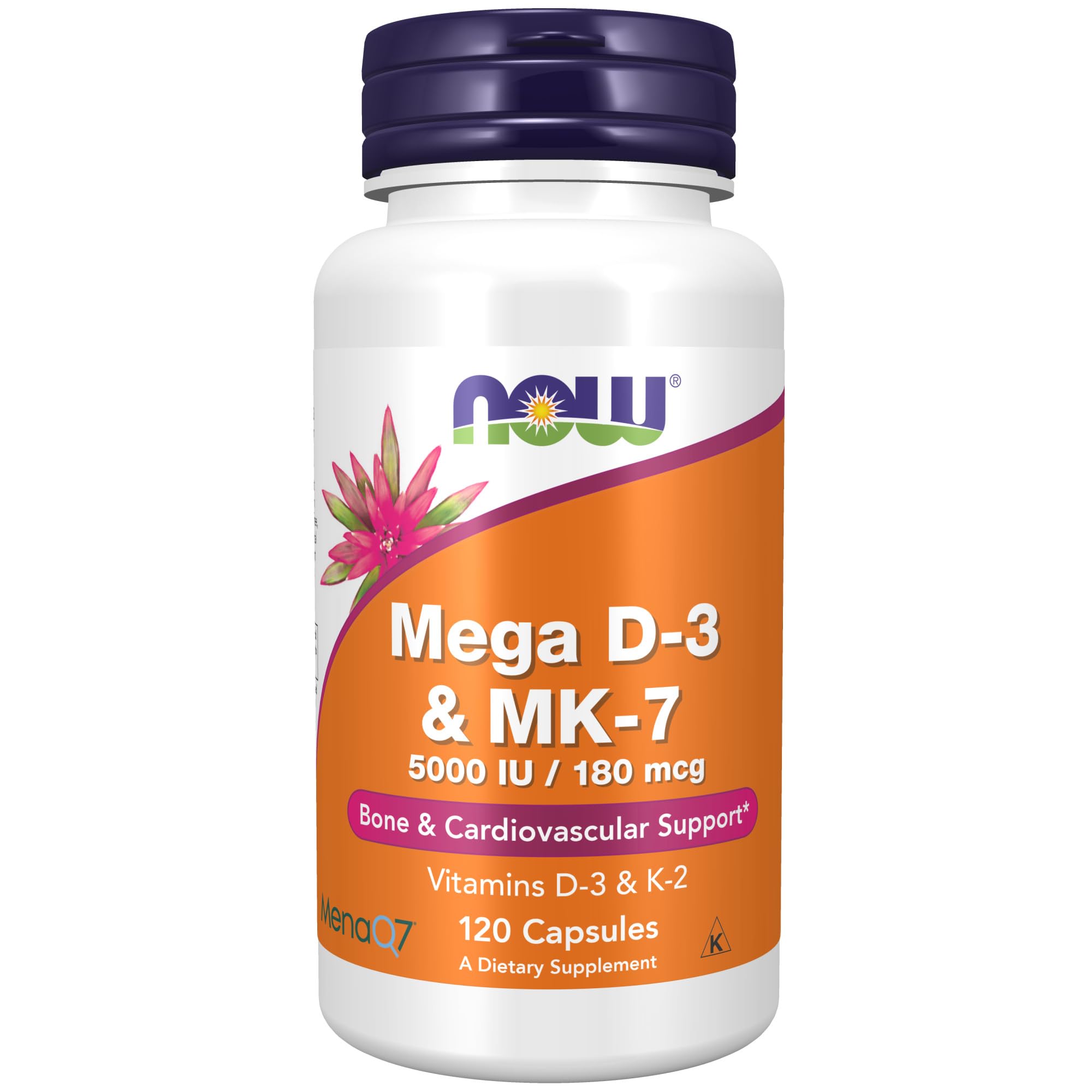 Foto 2 pulgar | Suplemento Now Mega D-3 Y Mk-7 5000 Ui/180 Mcg 120 Cápsulas - Venta Internacional.