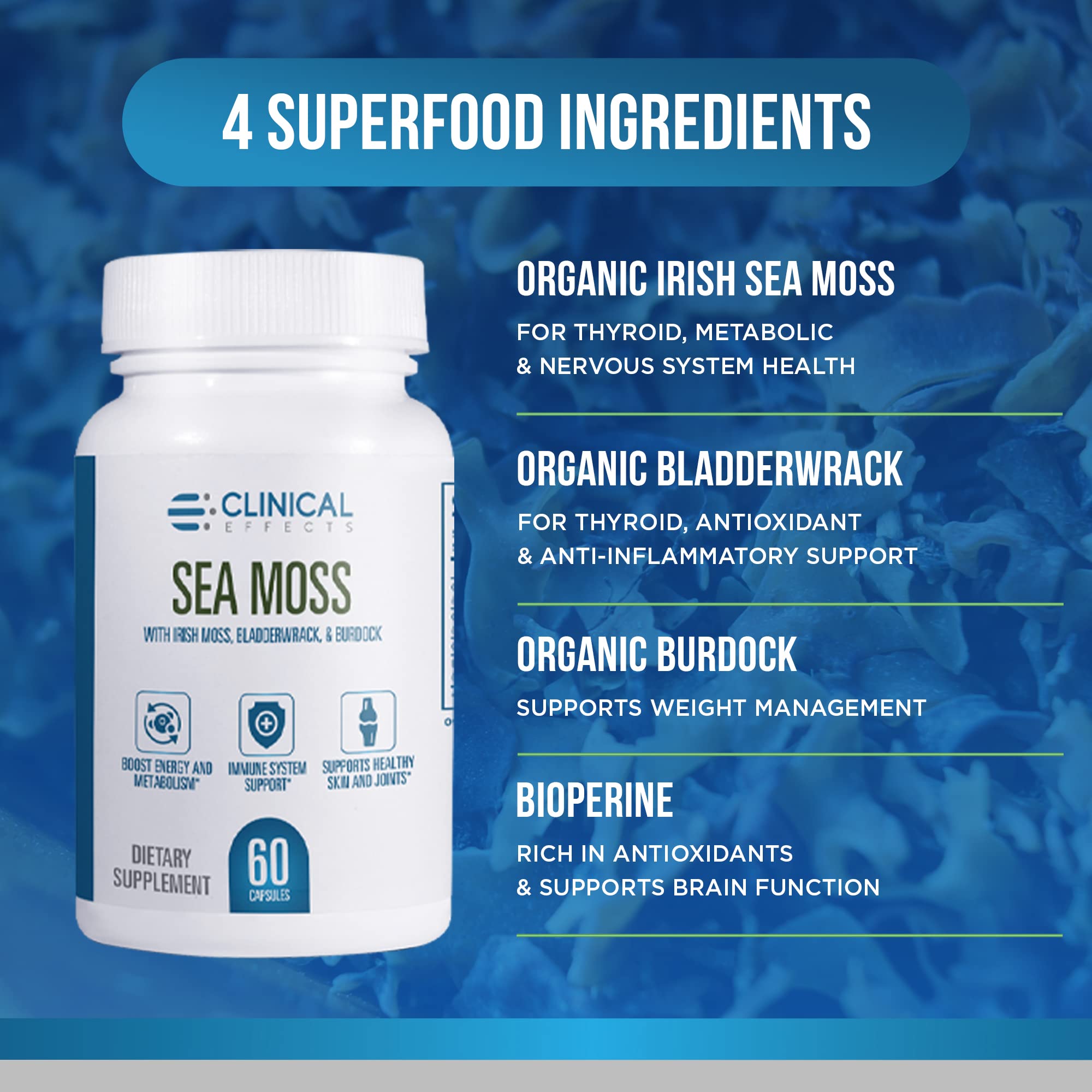 Foto 6 pulgar | Suplemento Clinical Effects Sea Moss 60 Cápsulas - Venta Internacional.