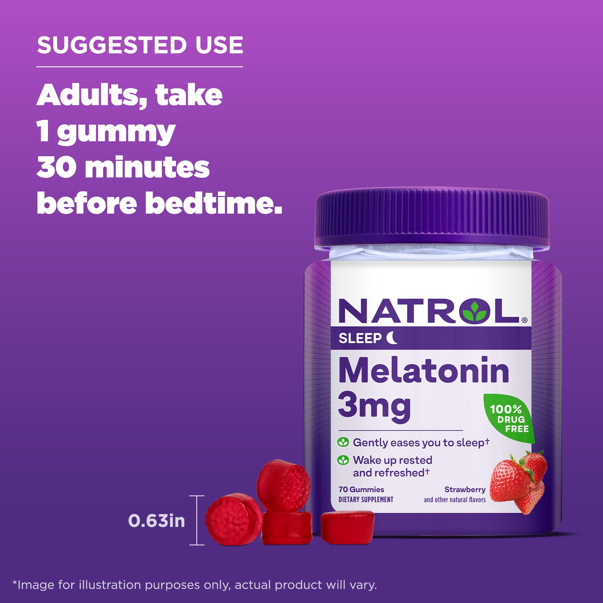 Foto 7 pulgar | Suplemento Natrol, Melatonina, Gomitas Para Dormir De 3 Mg, Suministro Para 70 Días - Venta Internacional.
