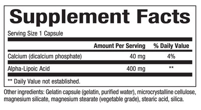 Foto 2 | Suplemento De Ácido Alfa Lipoico De Natural Factors 400 Mg 60 Cápsulas - Venta Internacional.