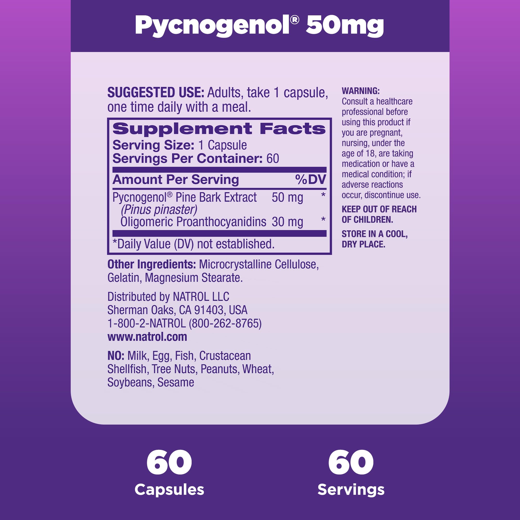 Foto 6 pulgar | Suplemento Natrol Pycnogenol En Cápsulas De 50 Mg, 60 Unidades - Venta Internacional.
