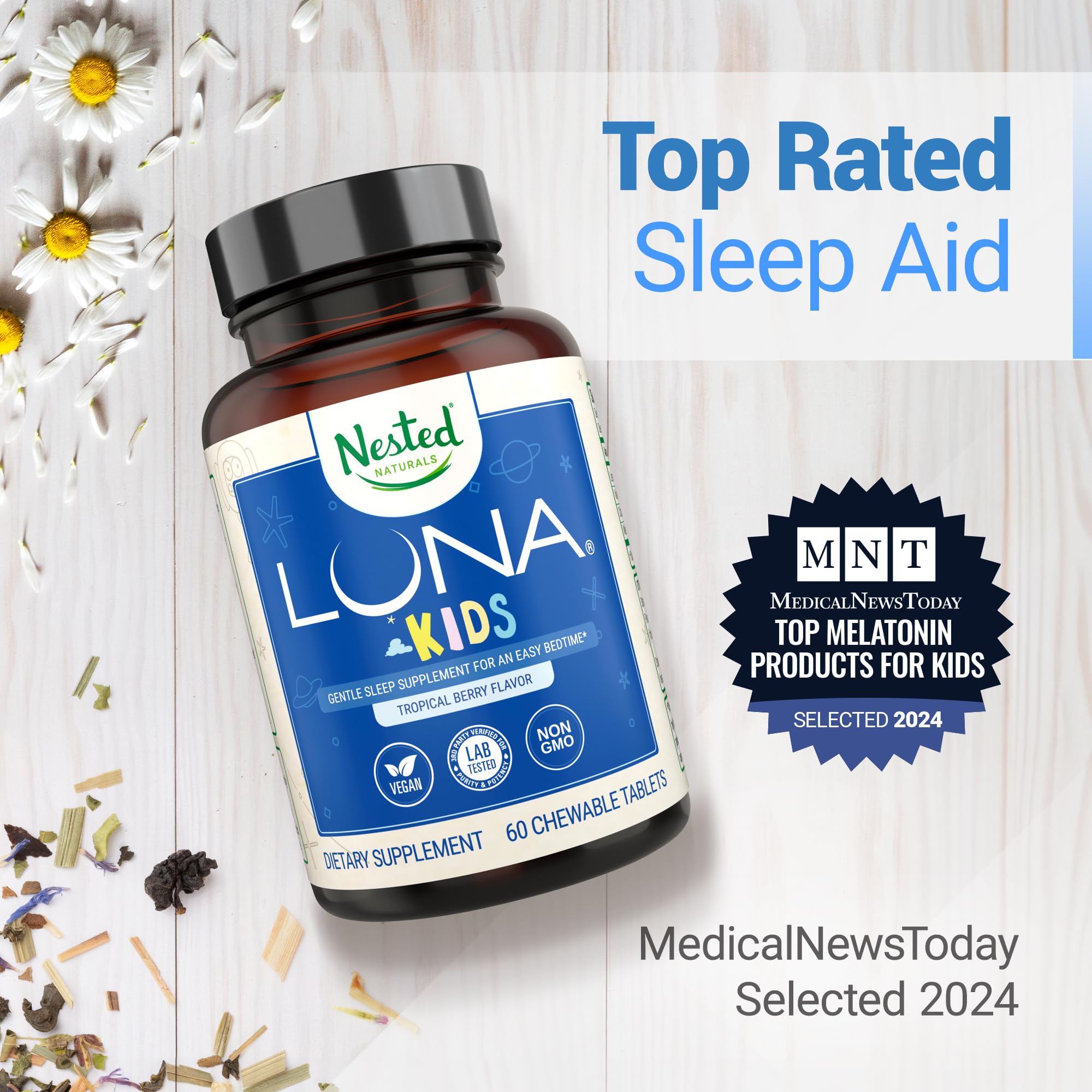 Foto 2 | Tabletas Para Dormir Nested Naturals Luna Kids 60 Masticables - Venta Internacional.