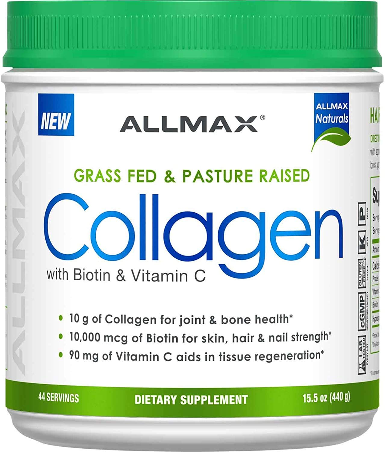 Suplemento De Colágeno Allmax Nutrition 440 G Con 10 000 Mcg De Biotina - Venta Internacional.