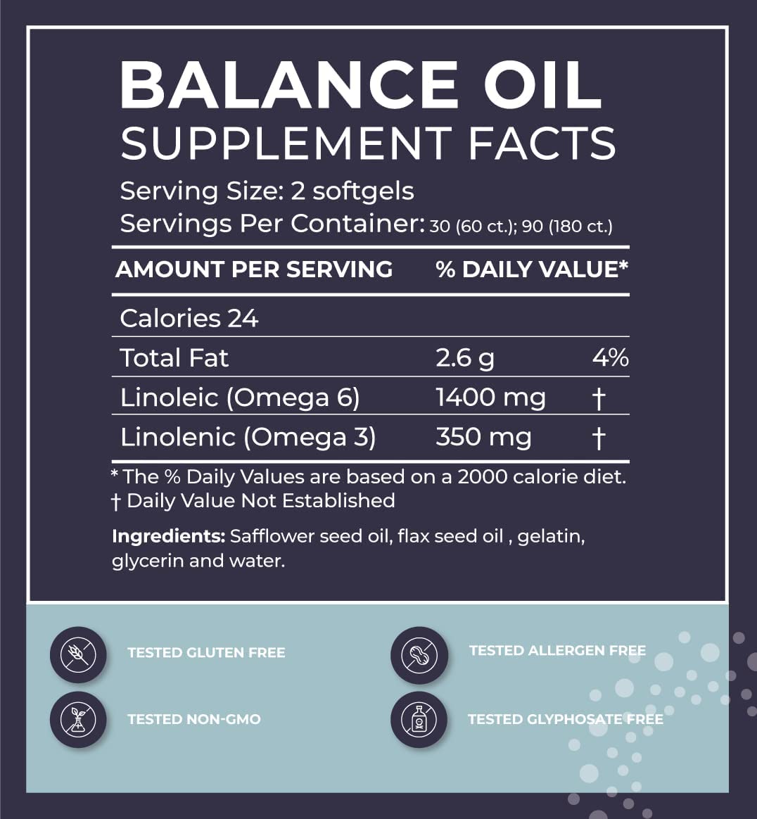 Foto 2 | Suplemento Bodybio Balance Oil Omega 3 Y 6 180 Cápsulas Blandas - Venta Internacional.