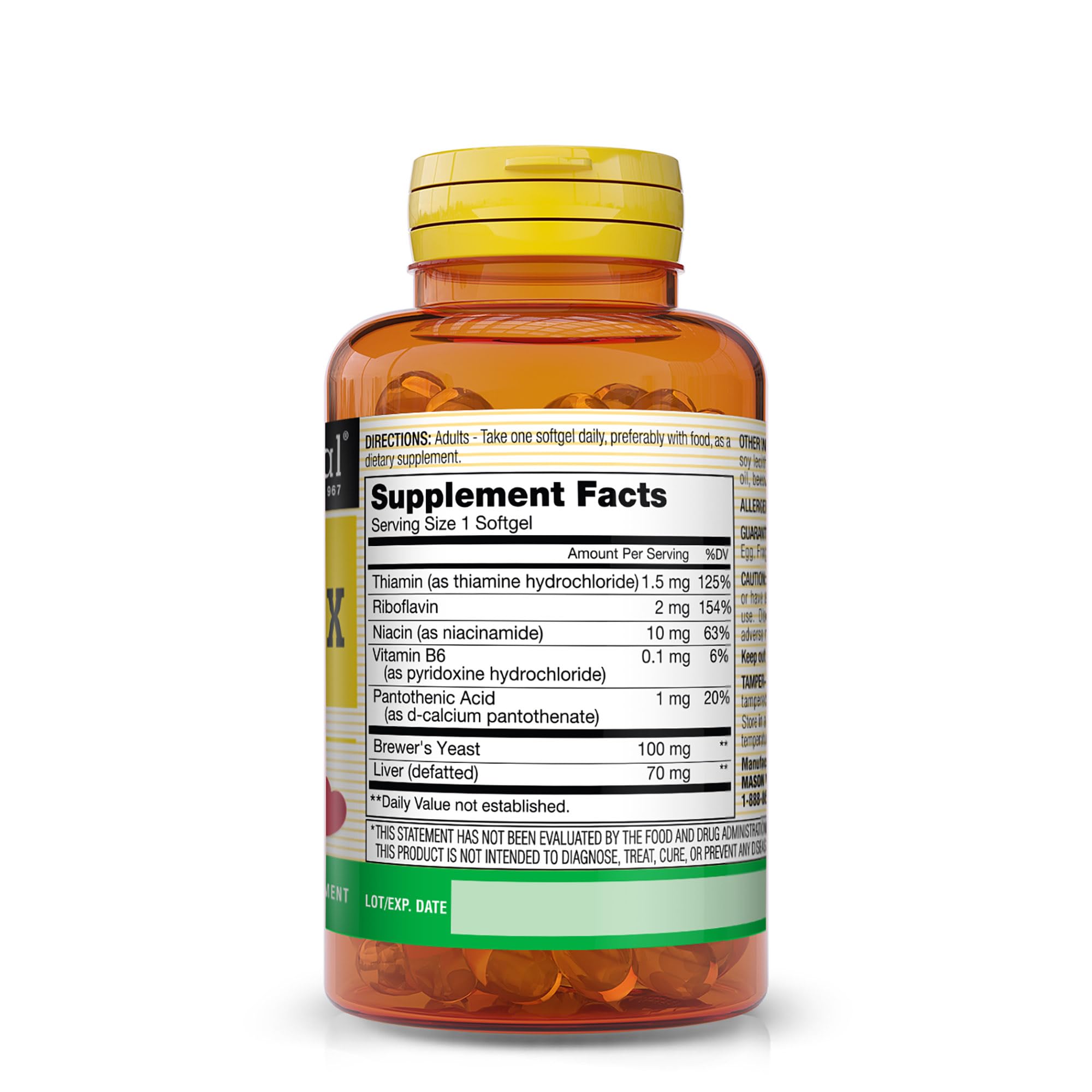 Foto 2 | Suplemento Mason Vitamins B Complex Multivitamínico 100 Cápsulas Blandas - Venta Internacional.