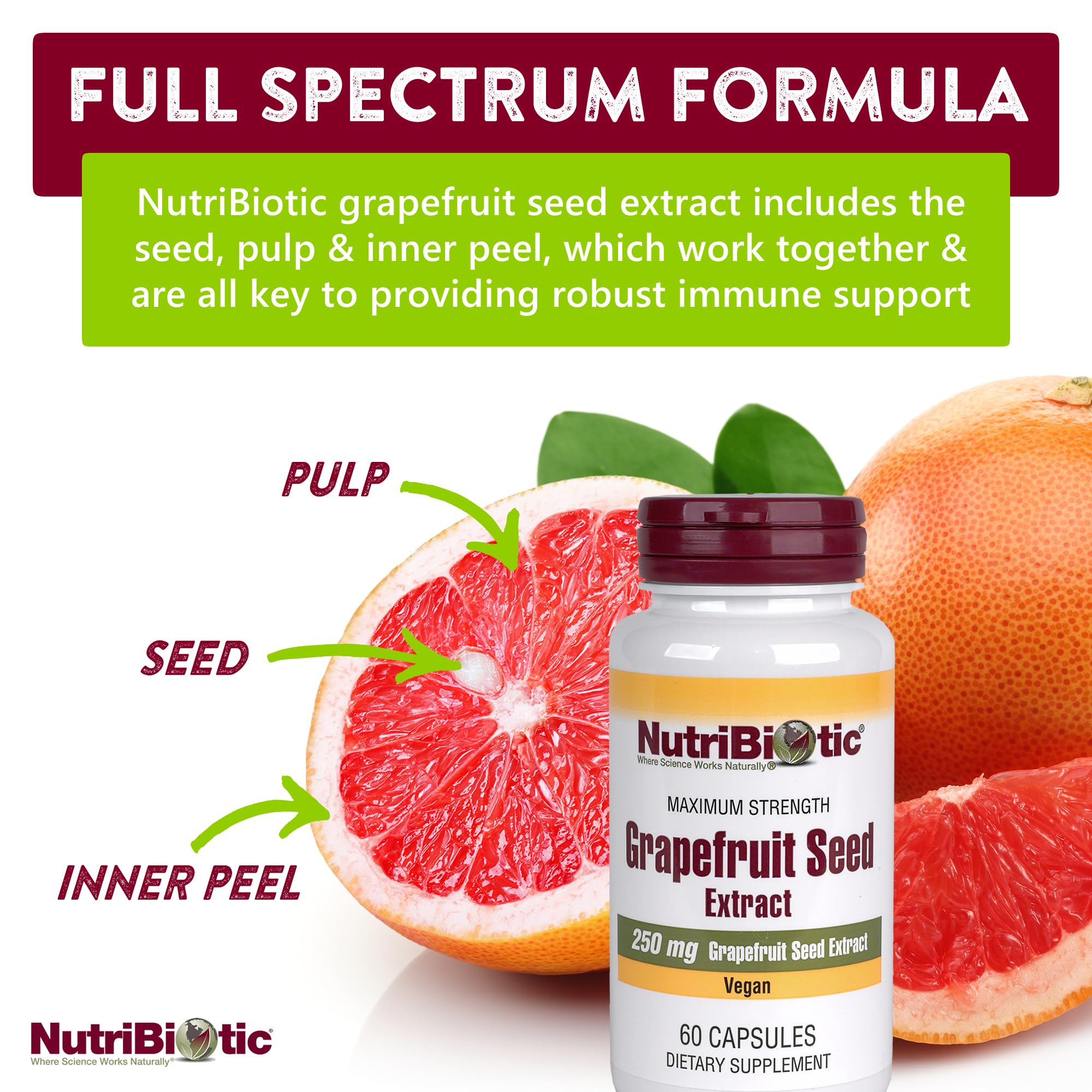 Foto 4 pulgar | Suplemento Nutribiotic De Extracto De Semilla De Pomelo 250 Mg 60 Cápsulas - Venta Internacional.