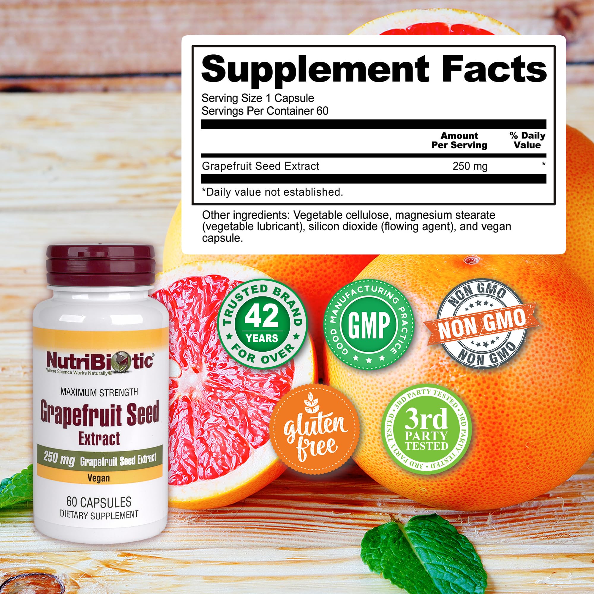 Foto 5 pulgar | Suplemento Nutribiotic De Extracto De Semilla De Pomelo 250 Mg 60 Cápsulas - Venta Internacional.