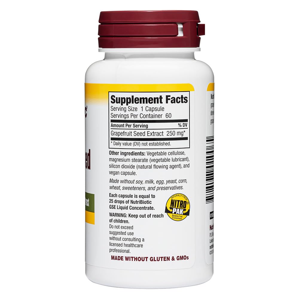 Foto 8 pulgar | Suplemento Nutribiotic De Extracto De Semilla De Pomelo 250 Mg 60 Cápsulas - Venta Internacional.