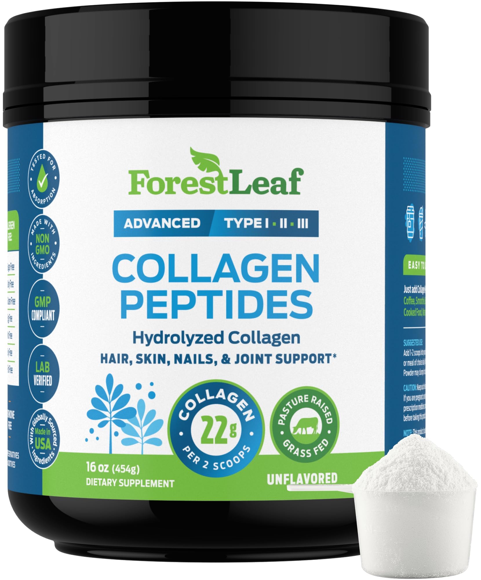 Foto 1 | Péptidos De Colágeno En Polvo Forestleaf Sin Sabor 41 Porciones - Venta Internacional.