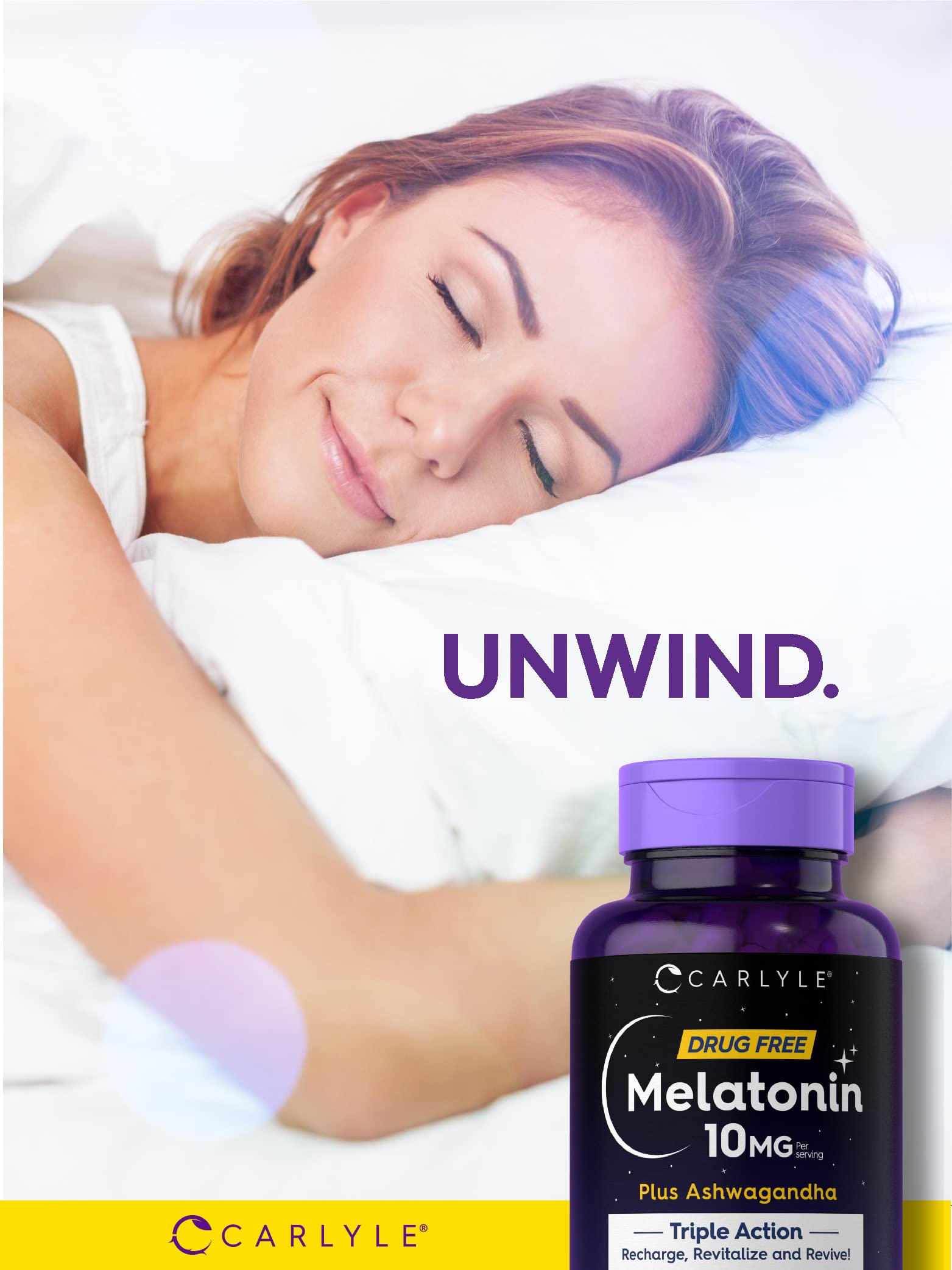 Foto 7 pulgar | Suplemento Carlyle Melatonin 10 Mg Con Ashwagandha 120 Cápsulas - Venta Internacional.