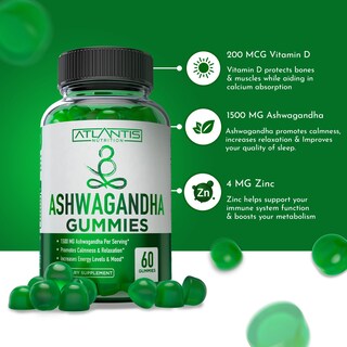 Foto 3 | Gummies Atlantis Nutrition Ashwagandha 1500 Mg Con Vitamina D Y Zinc - Venta Internacional.