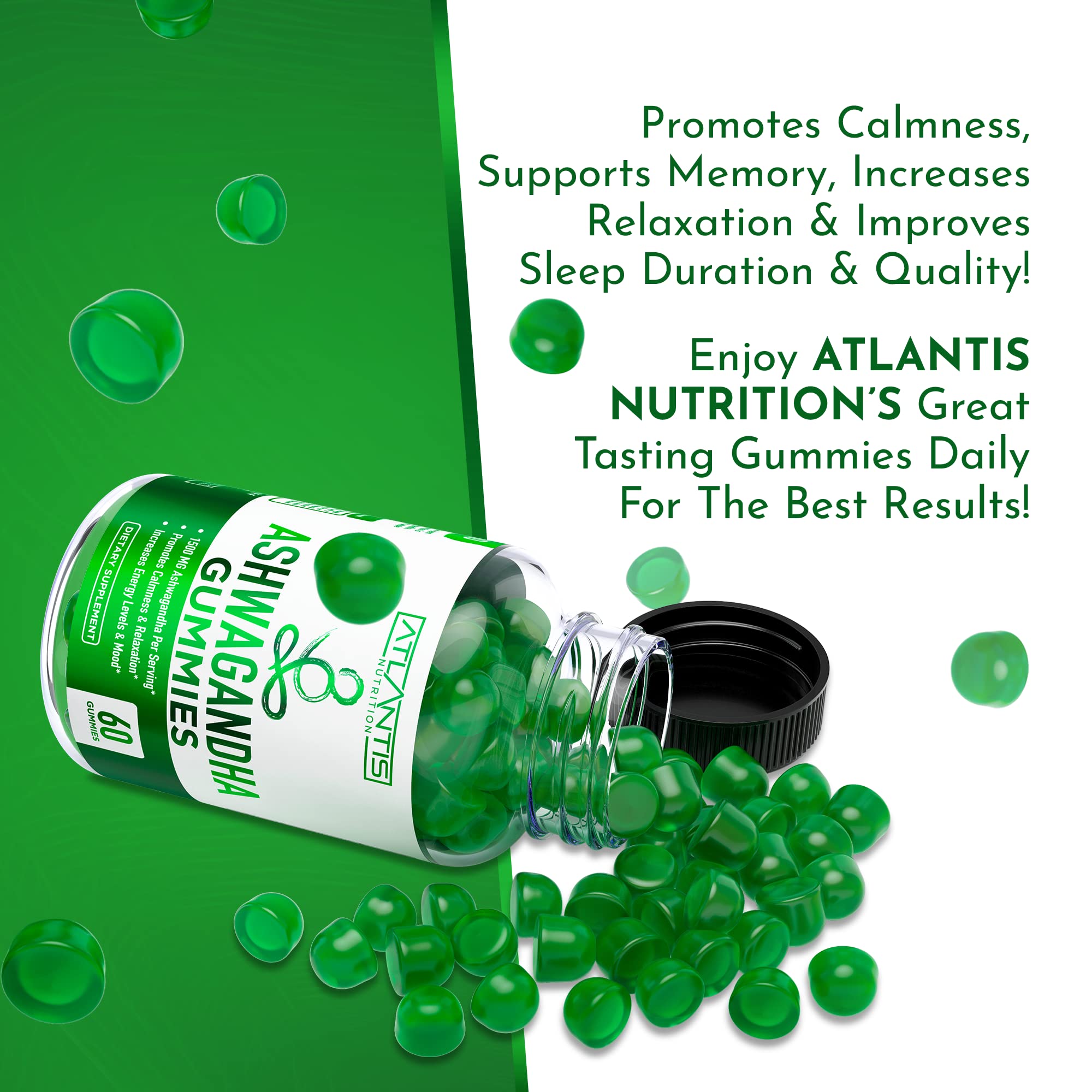 Foto 7 pulgar | Gummies Atlantis Nutrition Ashwagandha 1500 Mg Con Vitamina D Y Zinc - Venta Internacional.