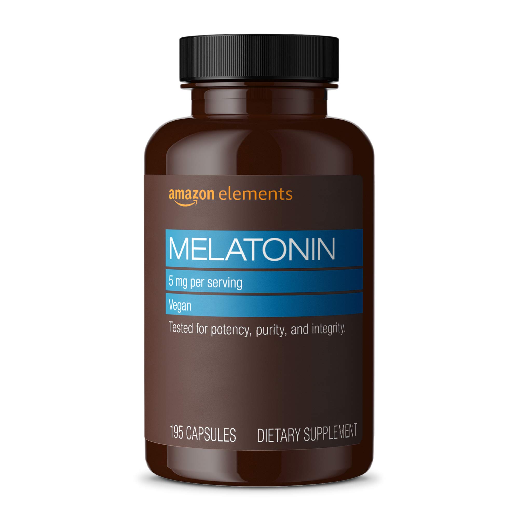 Suplemento Amazon Elements, Cápsulas De Melatonina De 5 Mg, 195 Unidades - Venta Internacional.