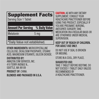 Foto 2 | Suplemento Amazon Elements, Cápsulas De Melatonina De 5 Mg, 195 Unidades - Venta Internacional.