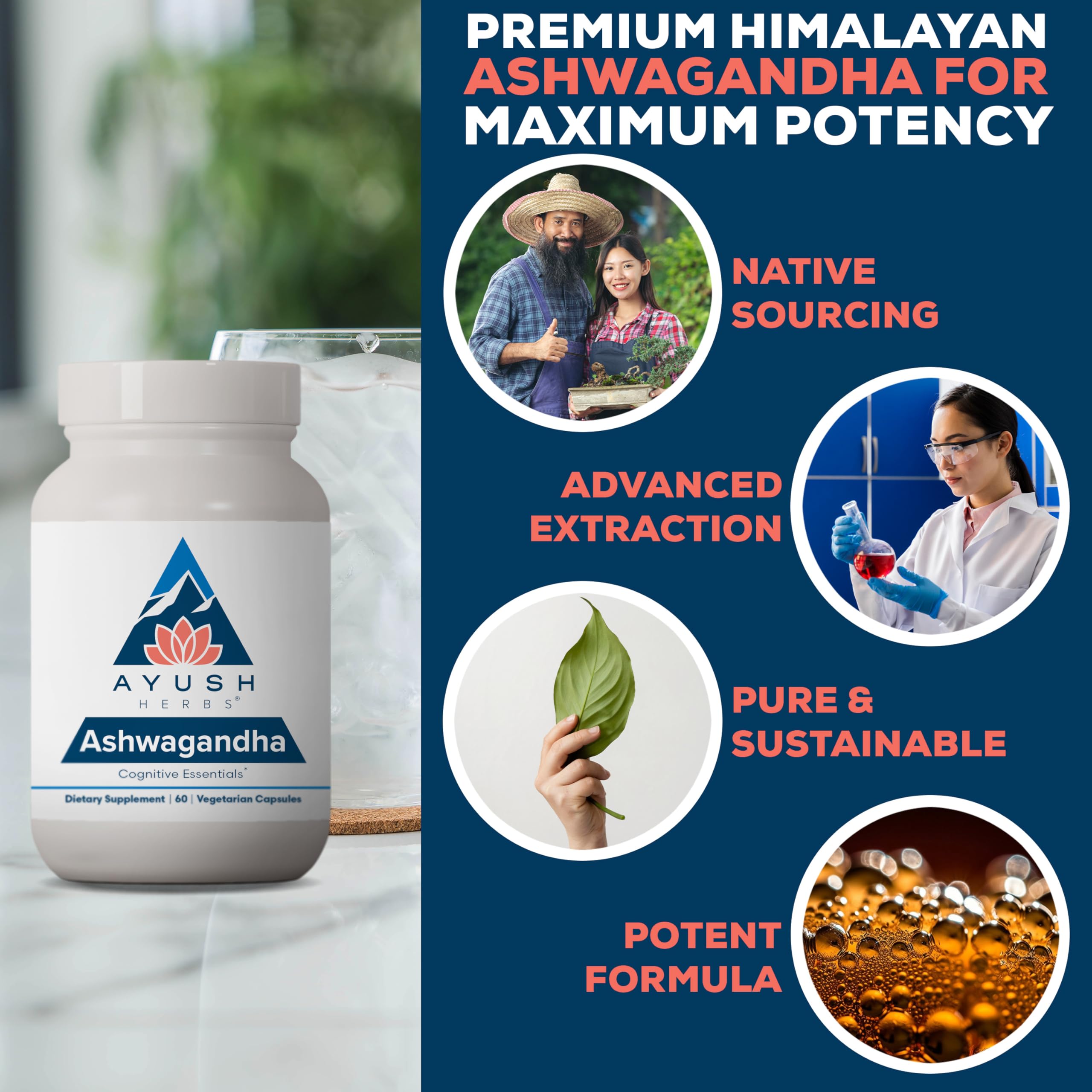 Foto 5 pulgar | Suplemento De Extracto De Raíz De Ashwagandha De Ayush Herbs, 500 Mg, 60 Cápsulas - Venta Internacional.