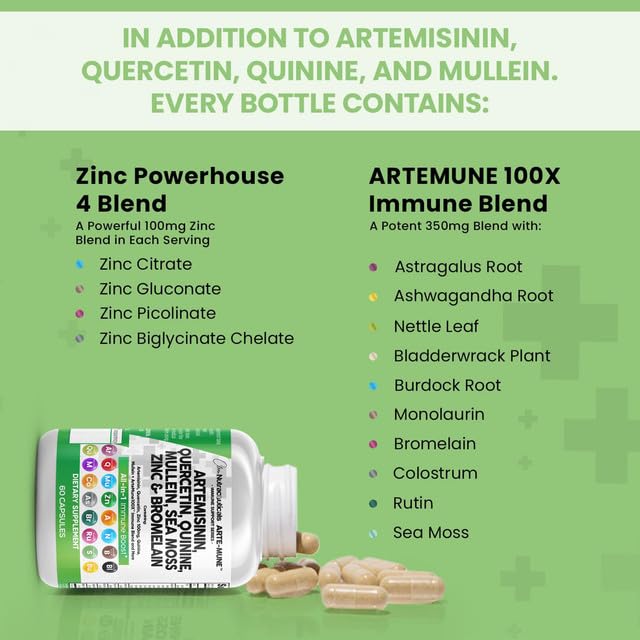 Foto 4 pulgar | Suplemento: Nutracéuticos Limpios: Artemisinina, Quercetina Y Zinc - Venta Internacional.