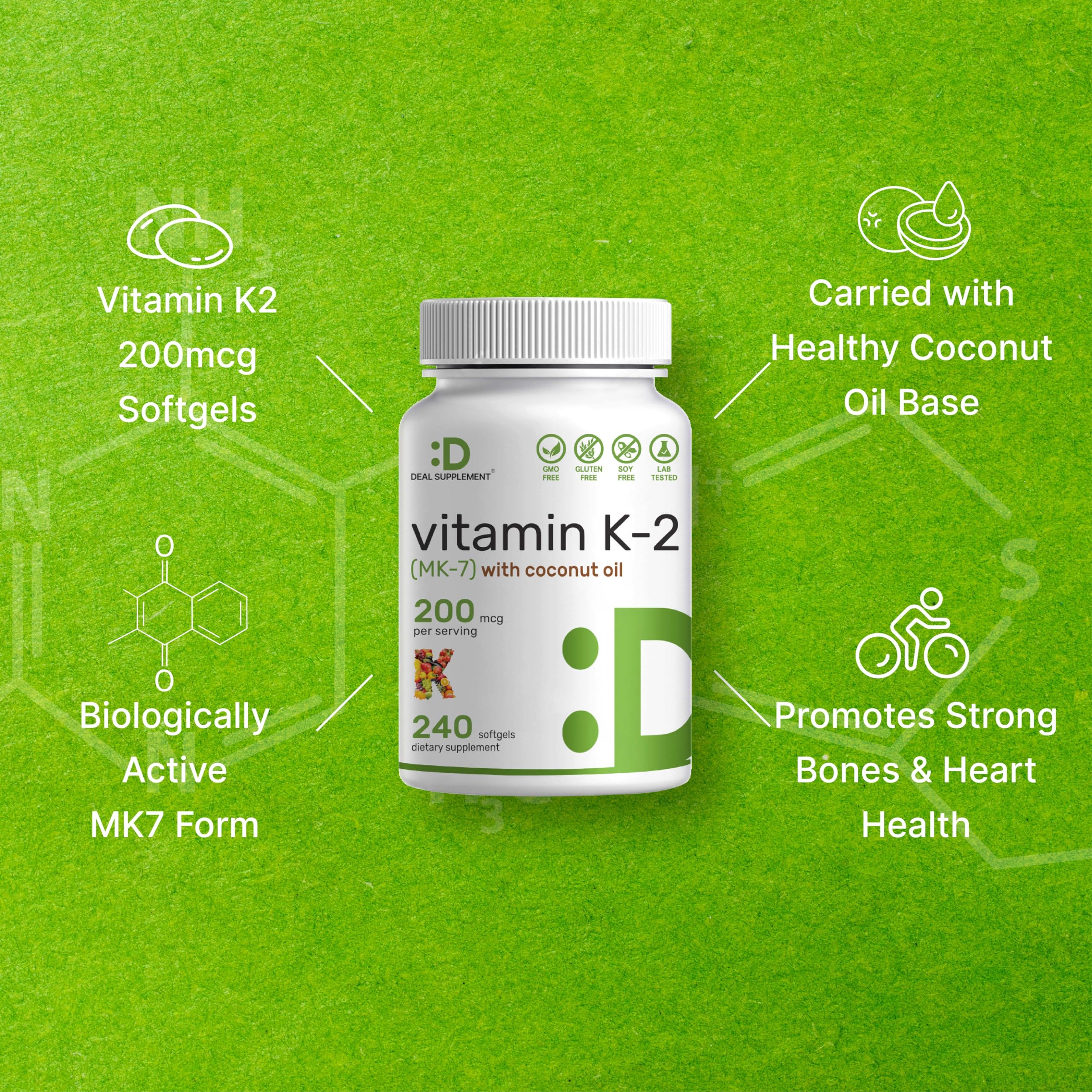 Foto 5 pulgar | Suplemento Eagleshine Vitaminas K2 Mk-7 150 Mcg 180 So - Venta Internacional.