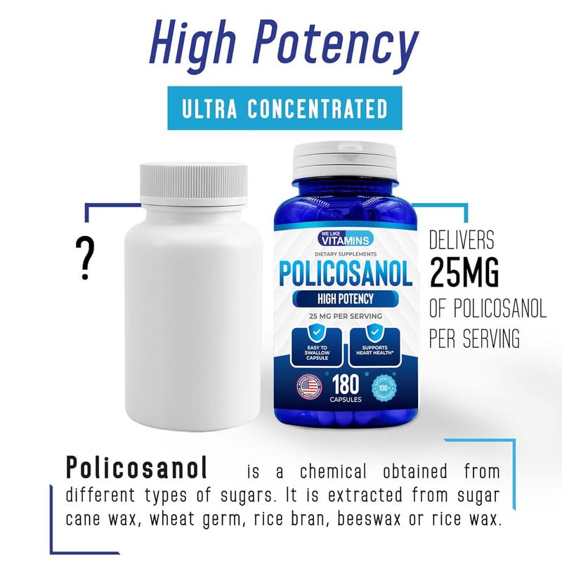 Foto 6 pulgar | Suplemento We Like Vitamins Policosanol 25 Mg 180 Cápsulas - Venta Internacional.