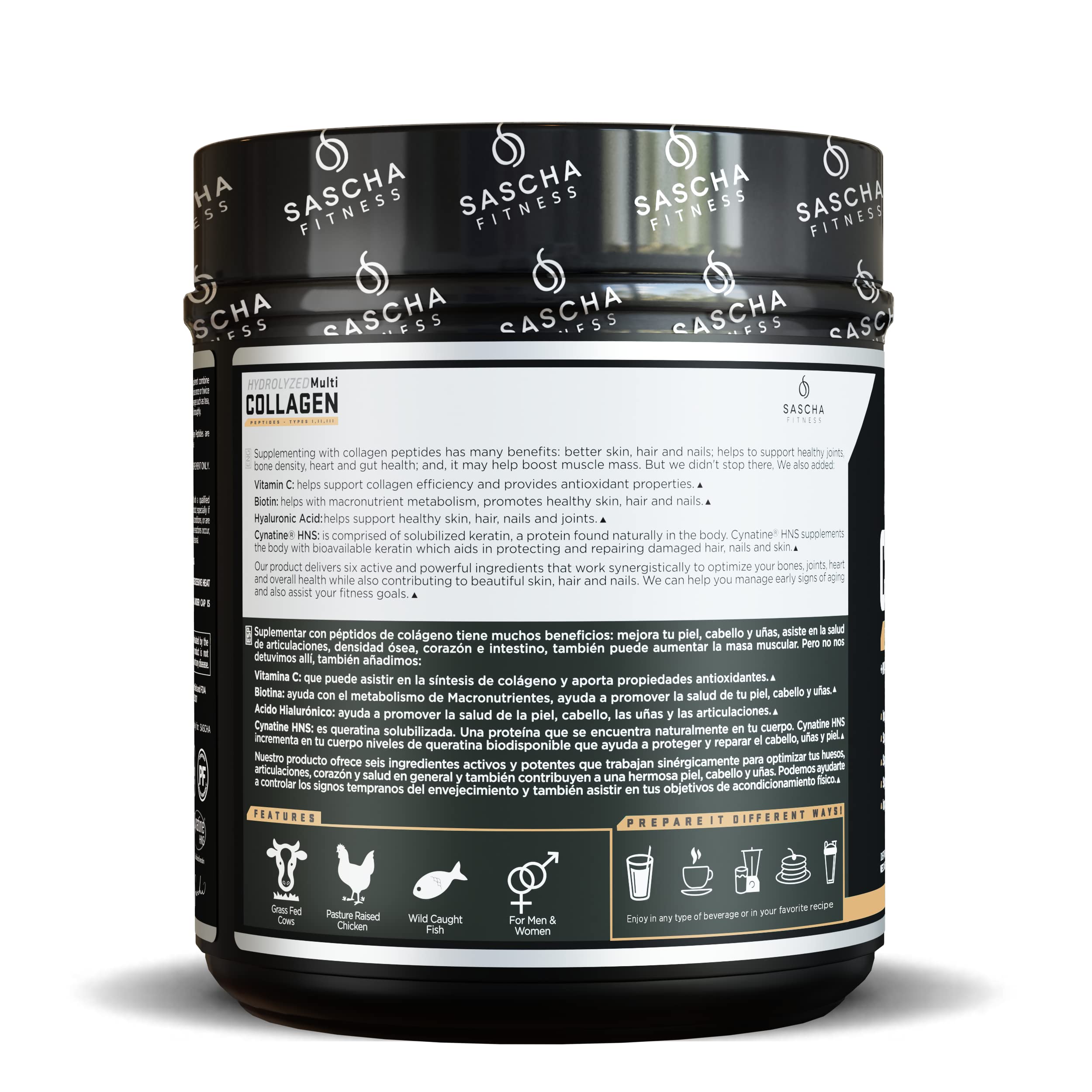 Foto 2 | Colágeno En Polvo Sascha Fitness Hidrolizado Multi Tipo 1, 2 Y 3 - Venta Internacional.