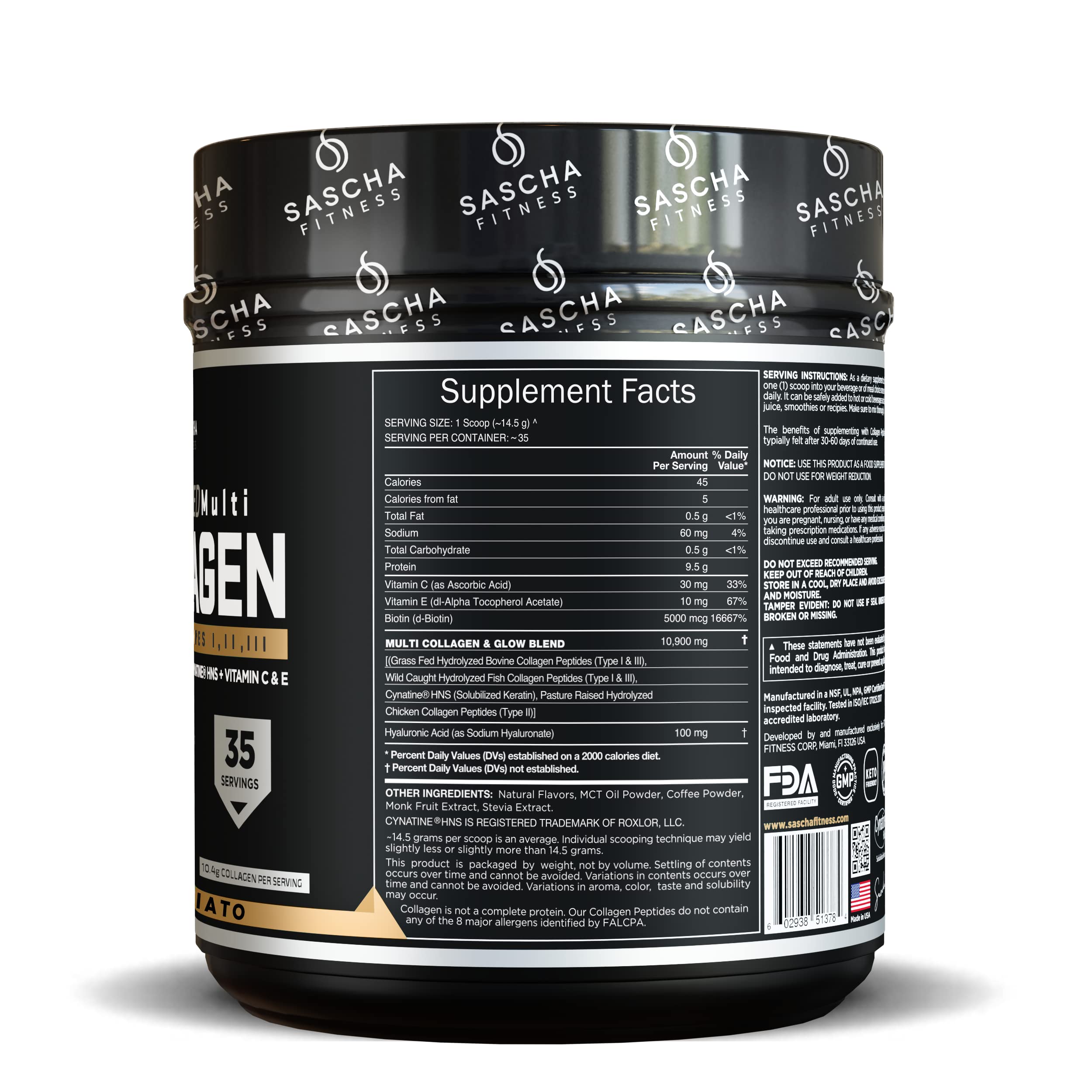 Foto 3 | Colágeno En Polvo Sascha Fitness Hidrolizado Multi Tipo 1, 2 Y 3 - Venta Internacional.