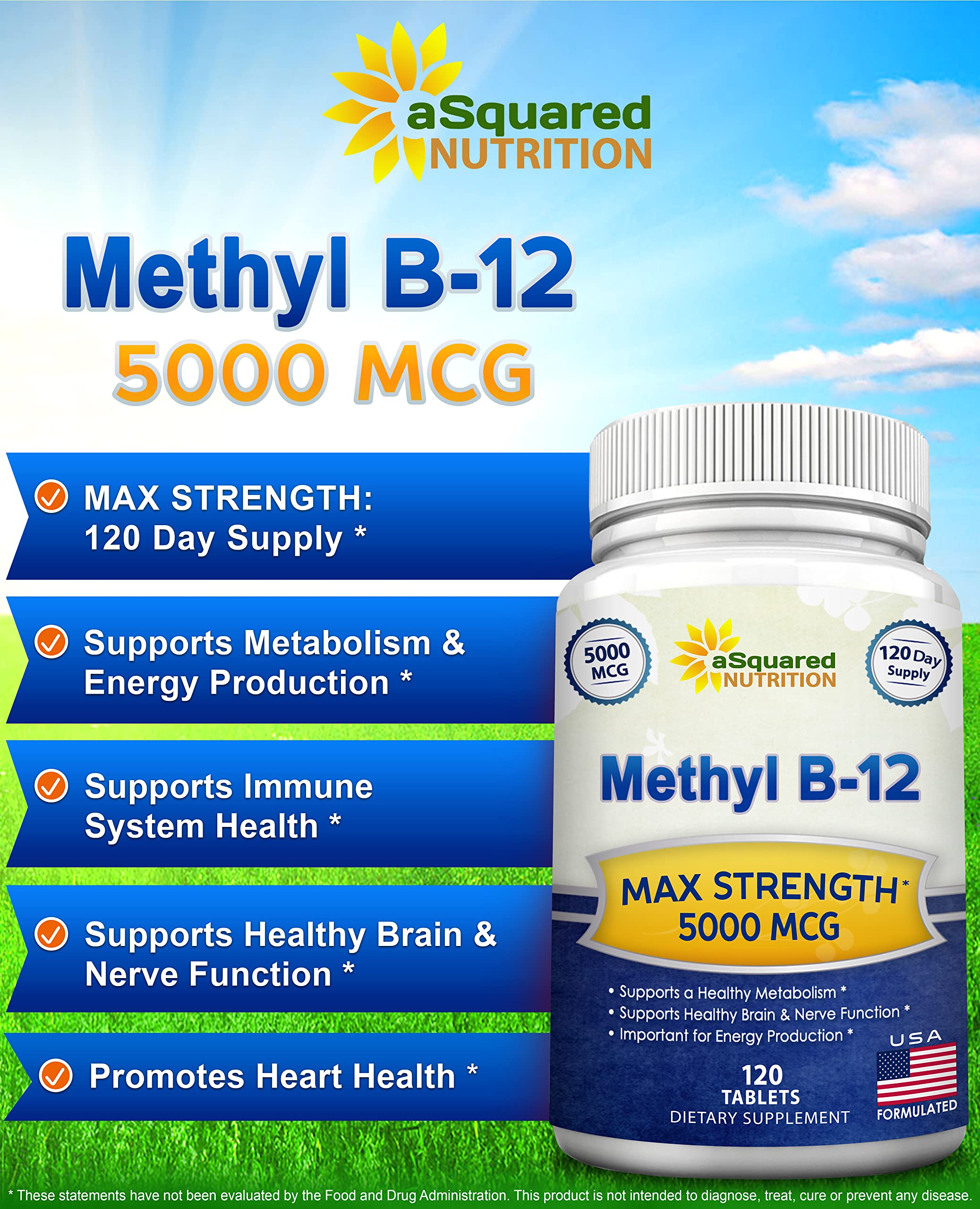Foto 3 pulgar | Suplemento De Vitamina B12-5000 Mcg De Squared Nutrition, 120 Comprimidos - Venta Internacional.