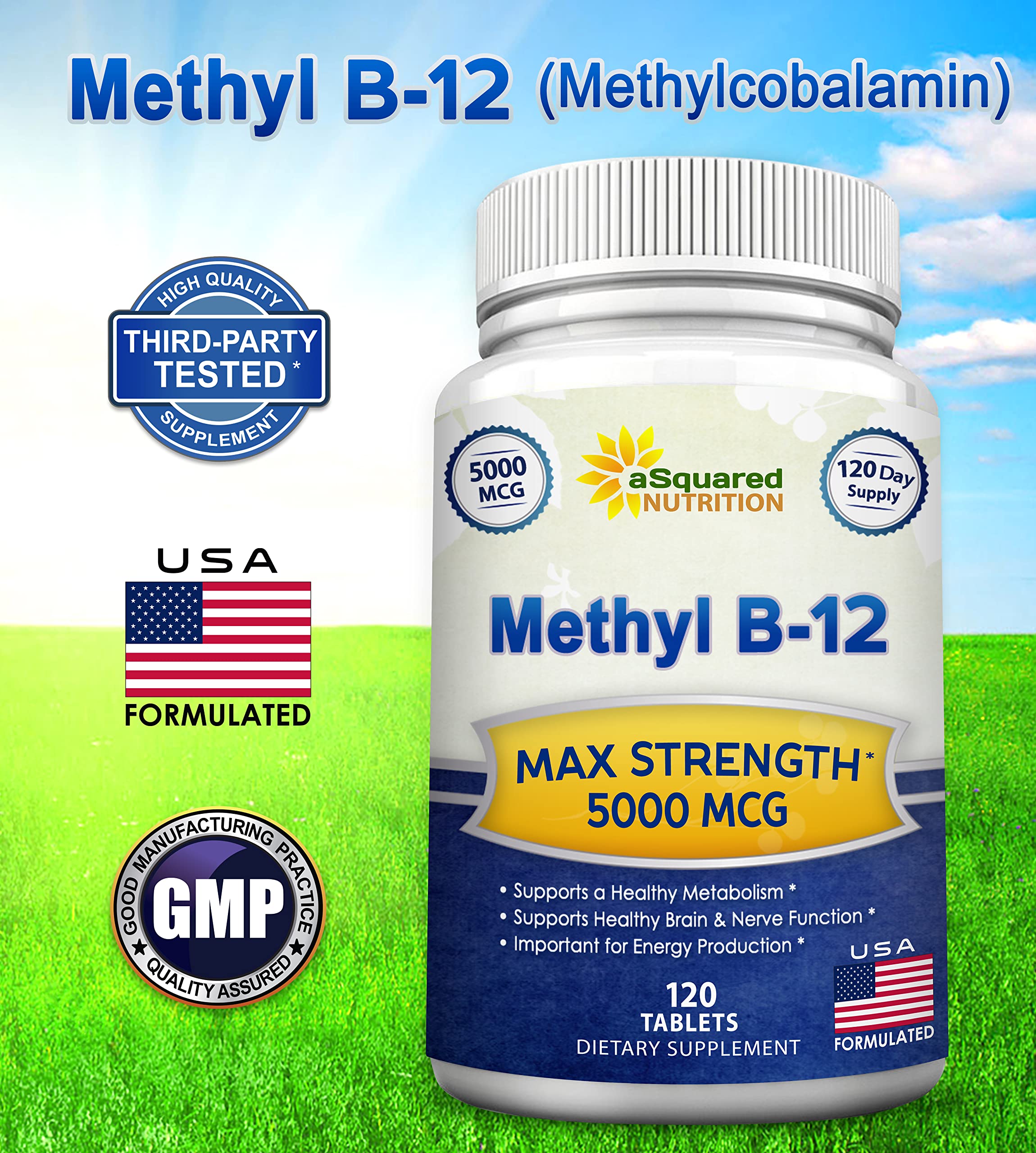 Foto 5 pulgar | Suplemento De Vitamina B12-5000 Mcg De Squared Nutrition, 120 Comprimidos - Venta Internacional.