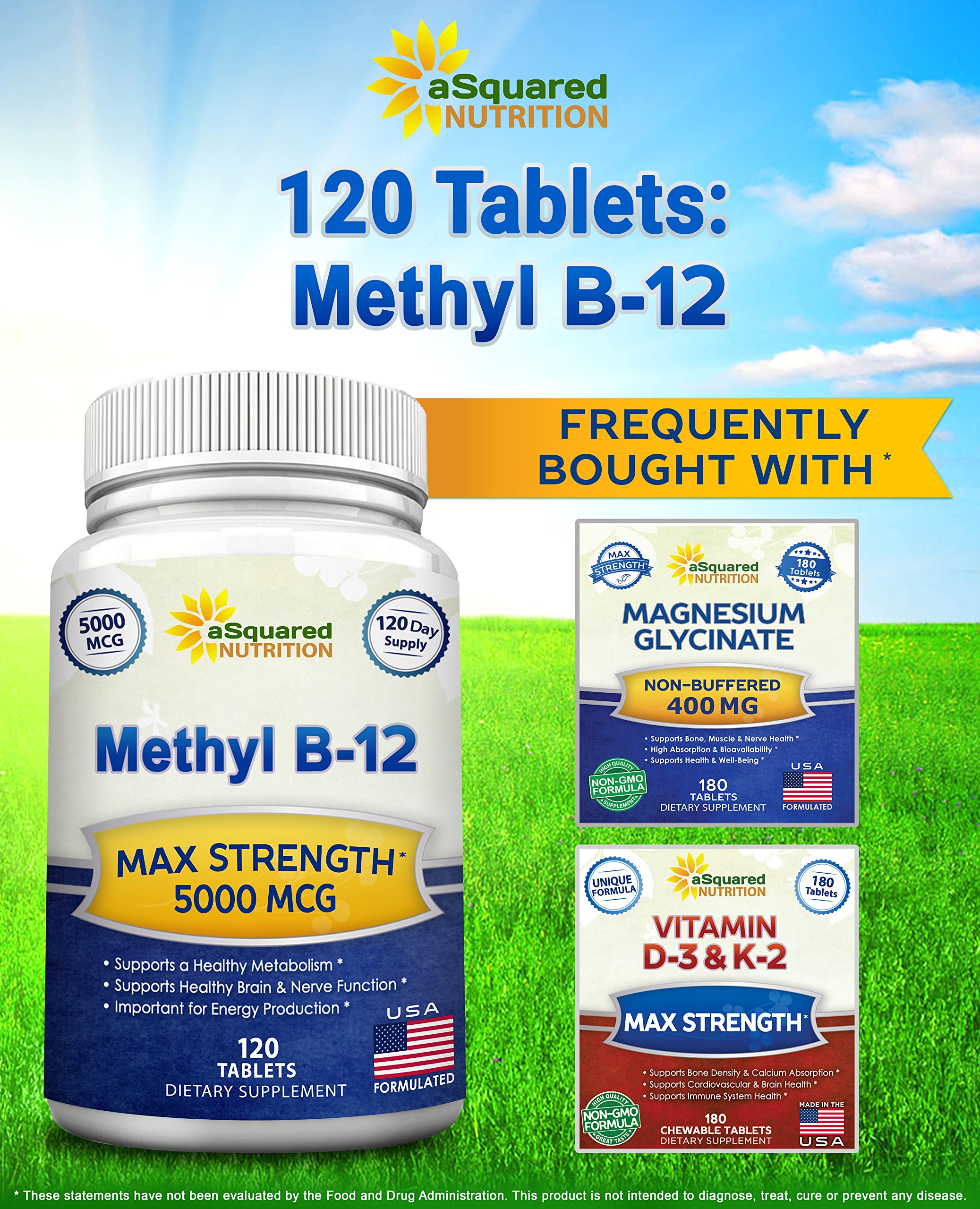 Foto 6 pulgar | Suplemento De Vitamina B12-5000 Mcg De Squared Nutrition, 120 Comprimidos - Venta Internacional.