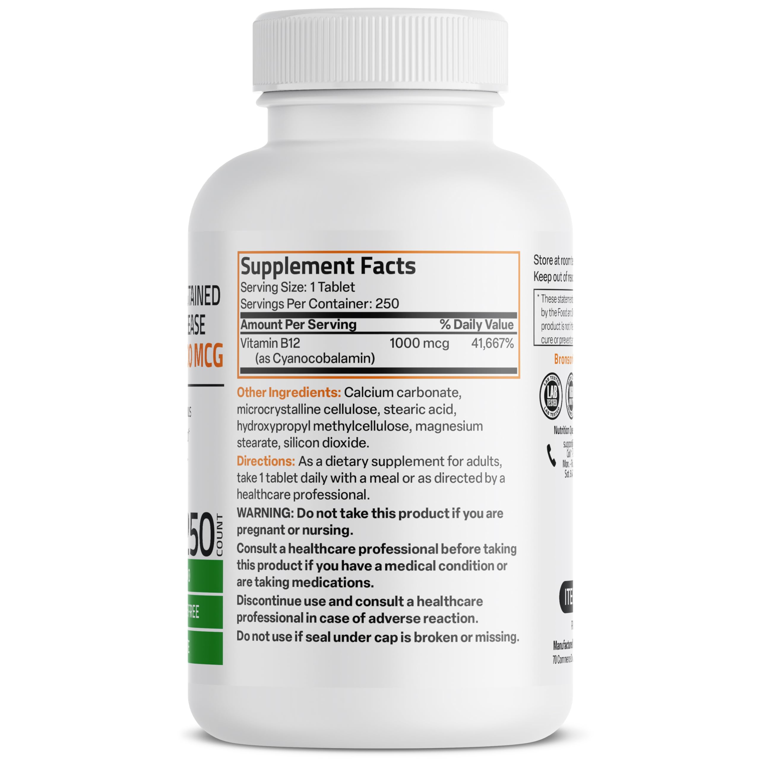 Foto 2 | Suplemento De Vitamina B12 Bronson 1000 Mcg De Liberación Sostenida - Venta Internacional.