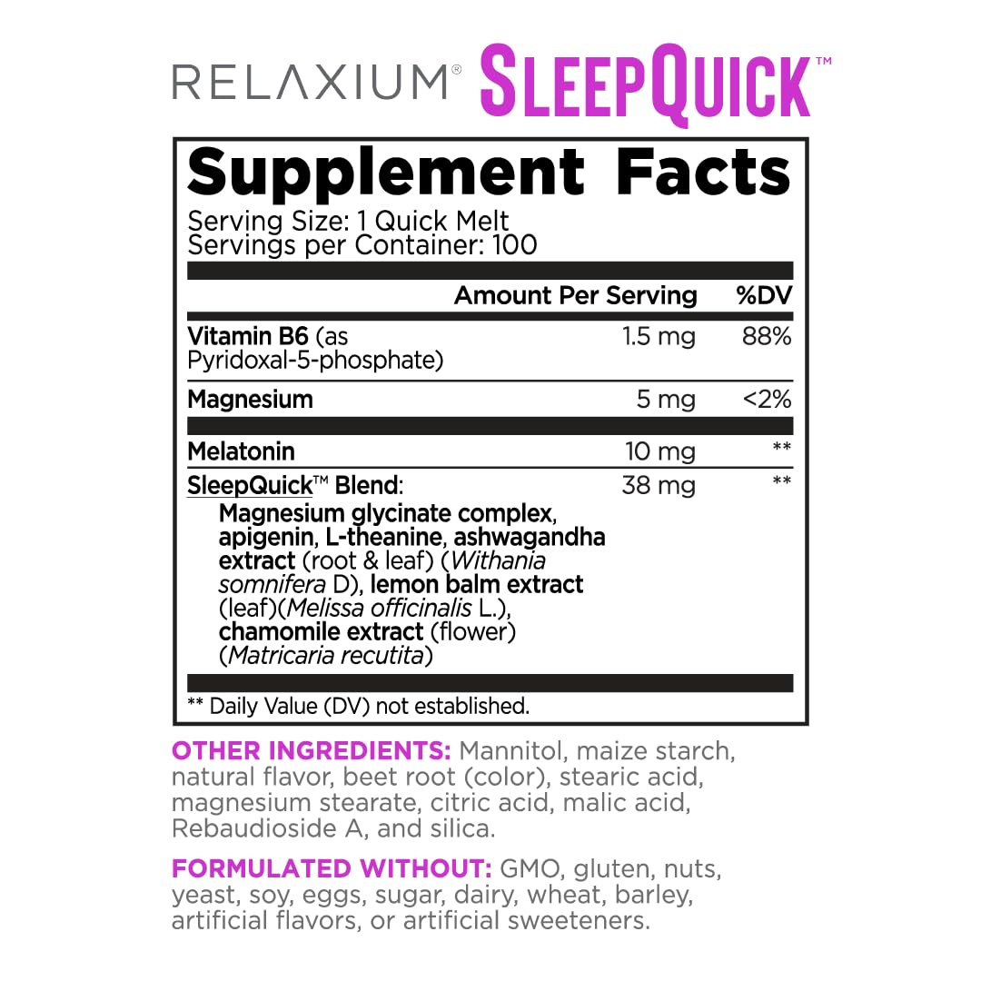 Foto 3 pulgar | Sleep Aid Relaxium Sleep Quick Melts 10 Mg De Melatonina 100 S - Venta Internacional.