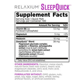 Foto 2 | Sleep Aid Relaxium Sleep Quick Melts 10 Mg De Melatonina 100 S - Venta Internacional.