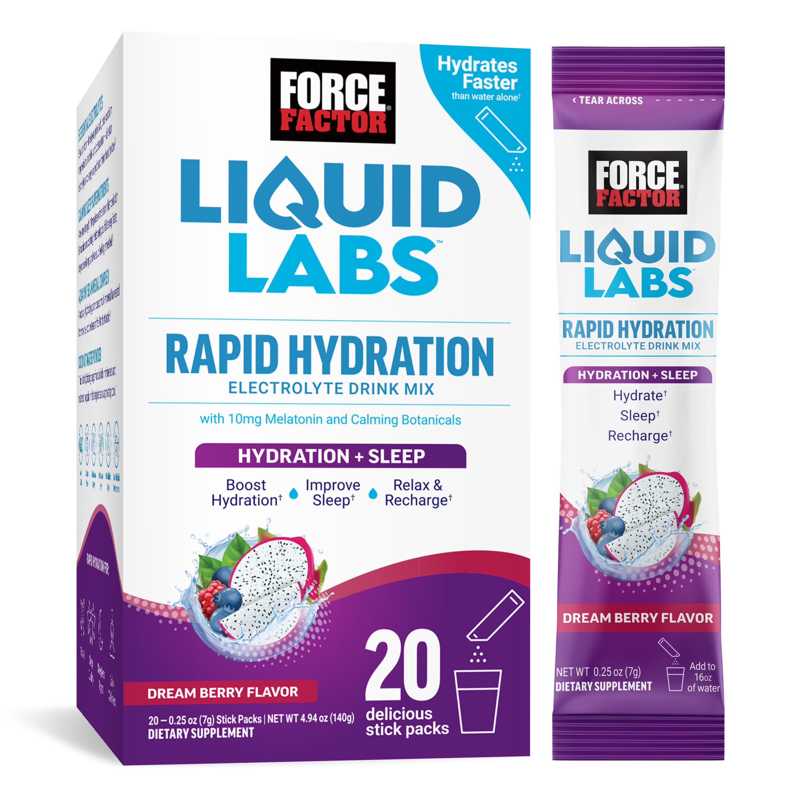 Foto 2 pulgar | Paquetes De Hidratación Force Factor Liquid Labs Sleep Aid 20x10 Mg - Venta Internacional.