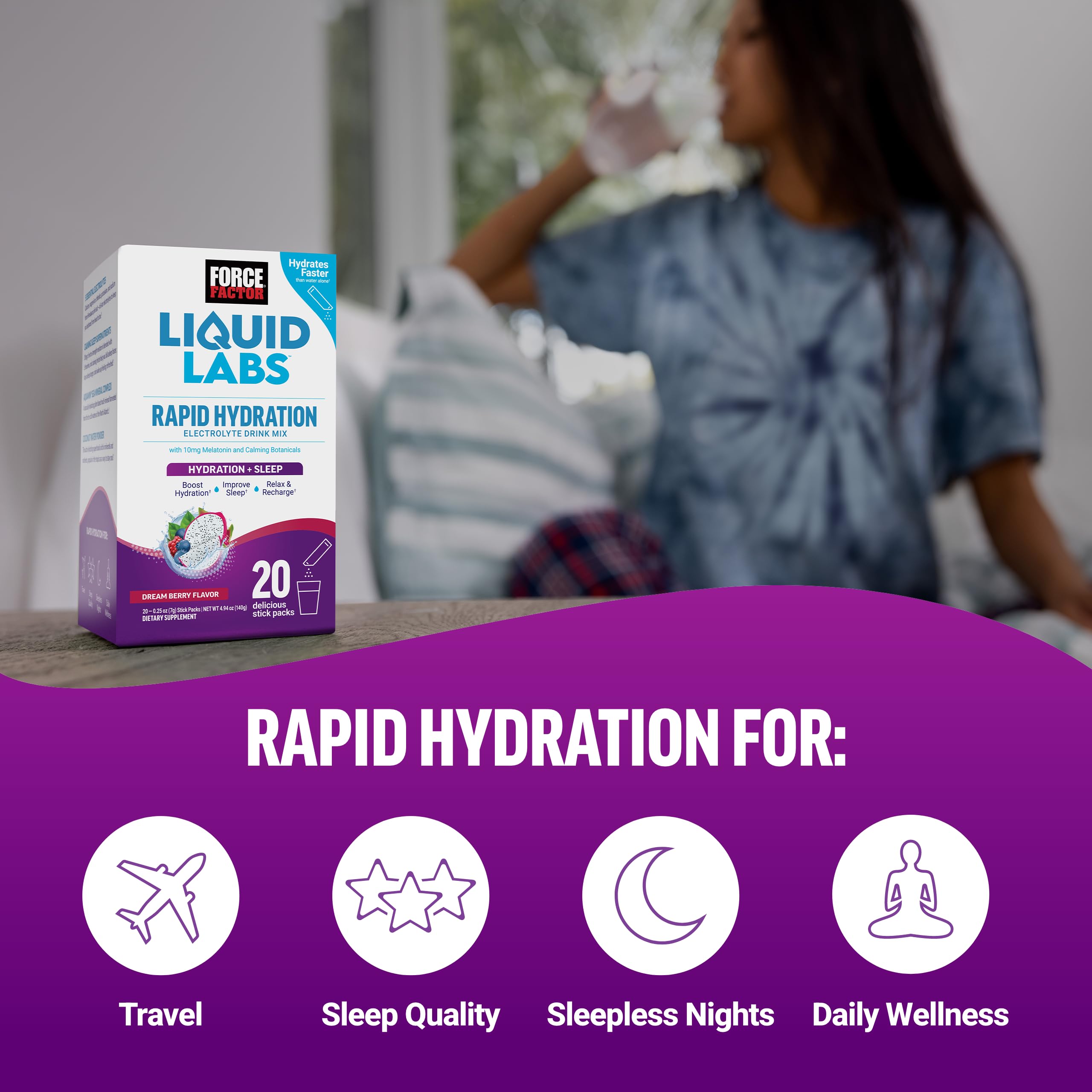 Foto 8 pulgar | Paquetes De Hidratación Force Factor Liquid Labs Sleep Aid 20x10 Mg - Venta Internacional.