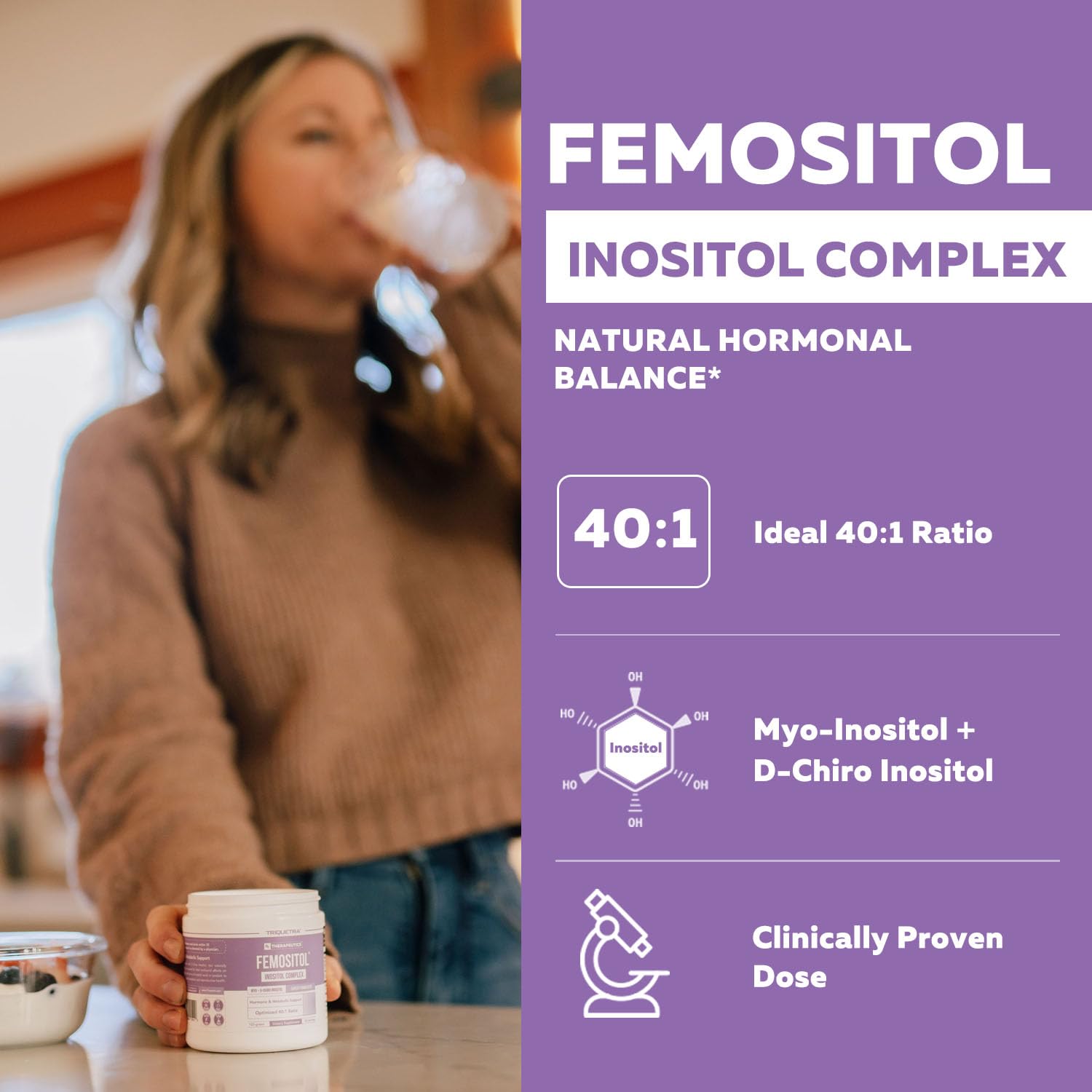 Foto 3 pulgar | Suplemento Triquetra Health Femositol Inositol En Polvo 123 G - Venta Internacional.