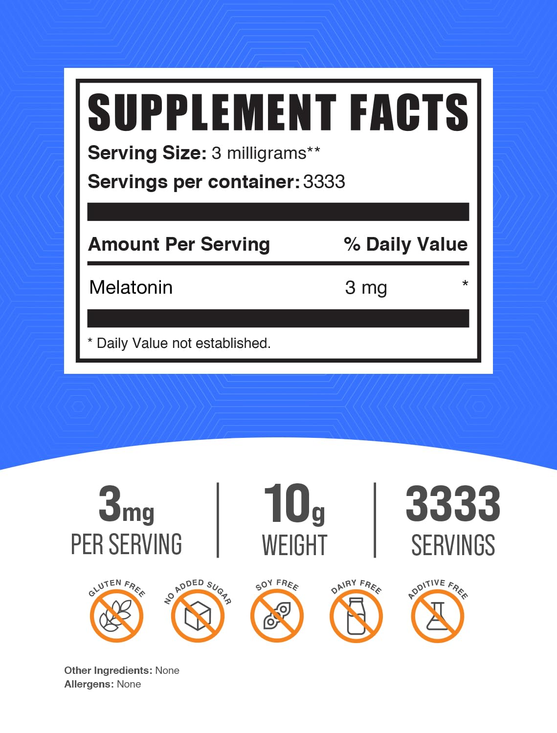 Foto 3 pulgar | Suplemento Para Dormir Bulksupplements.com Melatonina 3 Mg En Polvo - Venta Internacional.