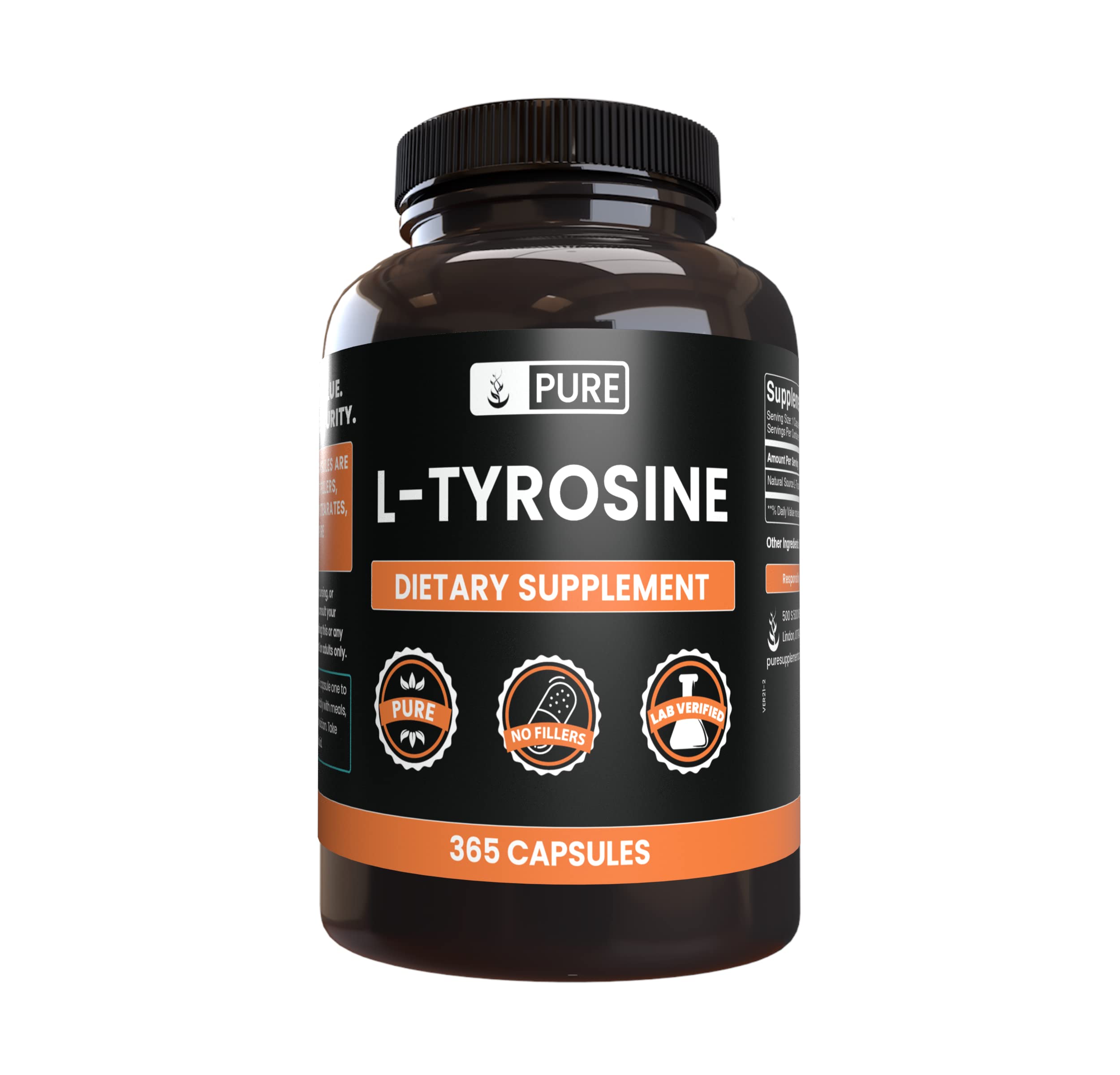 Suplemento De L-tirosina Con Ingredientes Orgánicos Puros 365 Cápsulas - Venta Internacional.