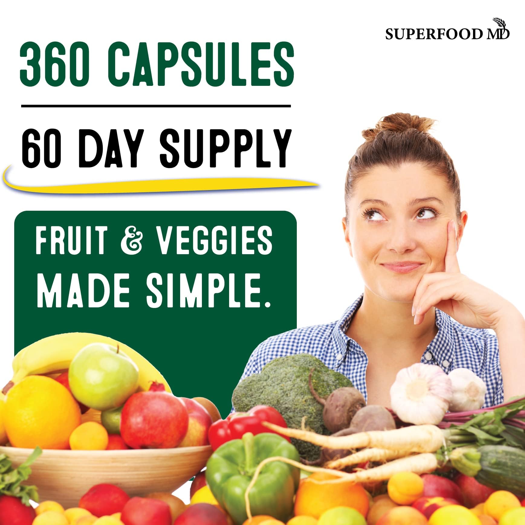Foto 7 pulgar | Suplemento Superfood Md 360 Whole Super Fruta/veggie 180x2 - Venta Internacional.