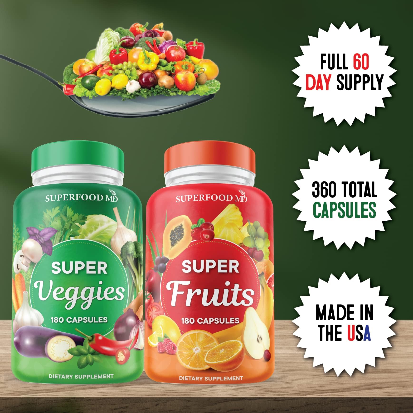 Foto 8 pulgar | Suplemento Superfood Md 360 Whole Super Fruta/veggie 180x2 - Venta Internacional.