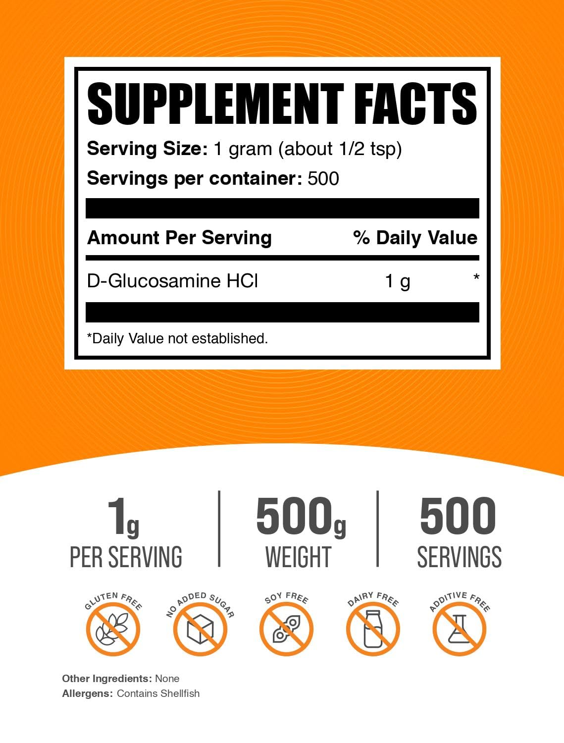 Foto 3 pulgar | Supplement Bulksupplements.com Glucosamina Hcl En Polvo 500 G - Venta Internacional.