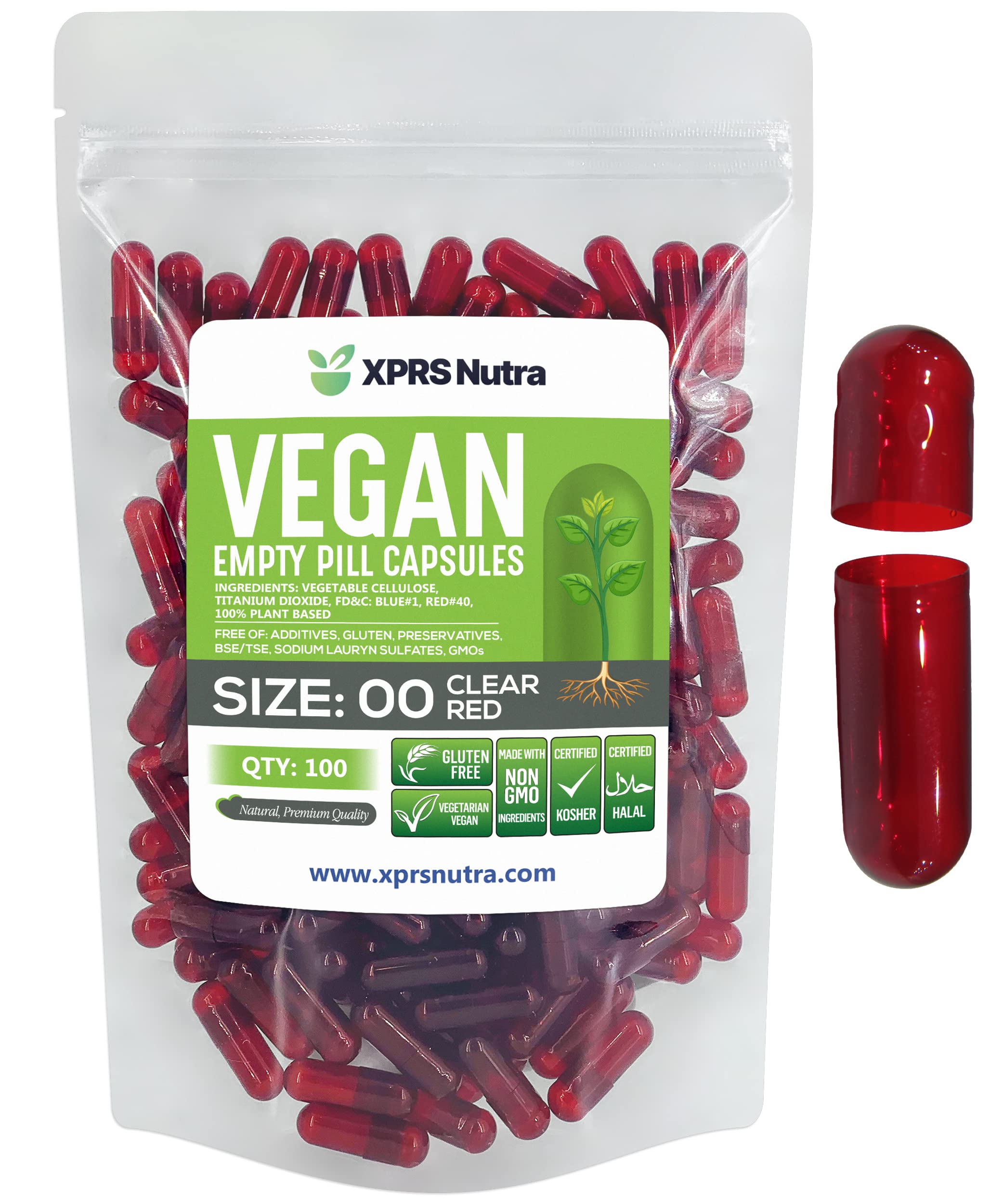 Foto 2 pulgar | Cápsulas Vacías Xprs Nutra, Tamaño 00, 100 Unidades, Veganas, Color Rojo Transparente - Venta Internacional.