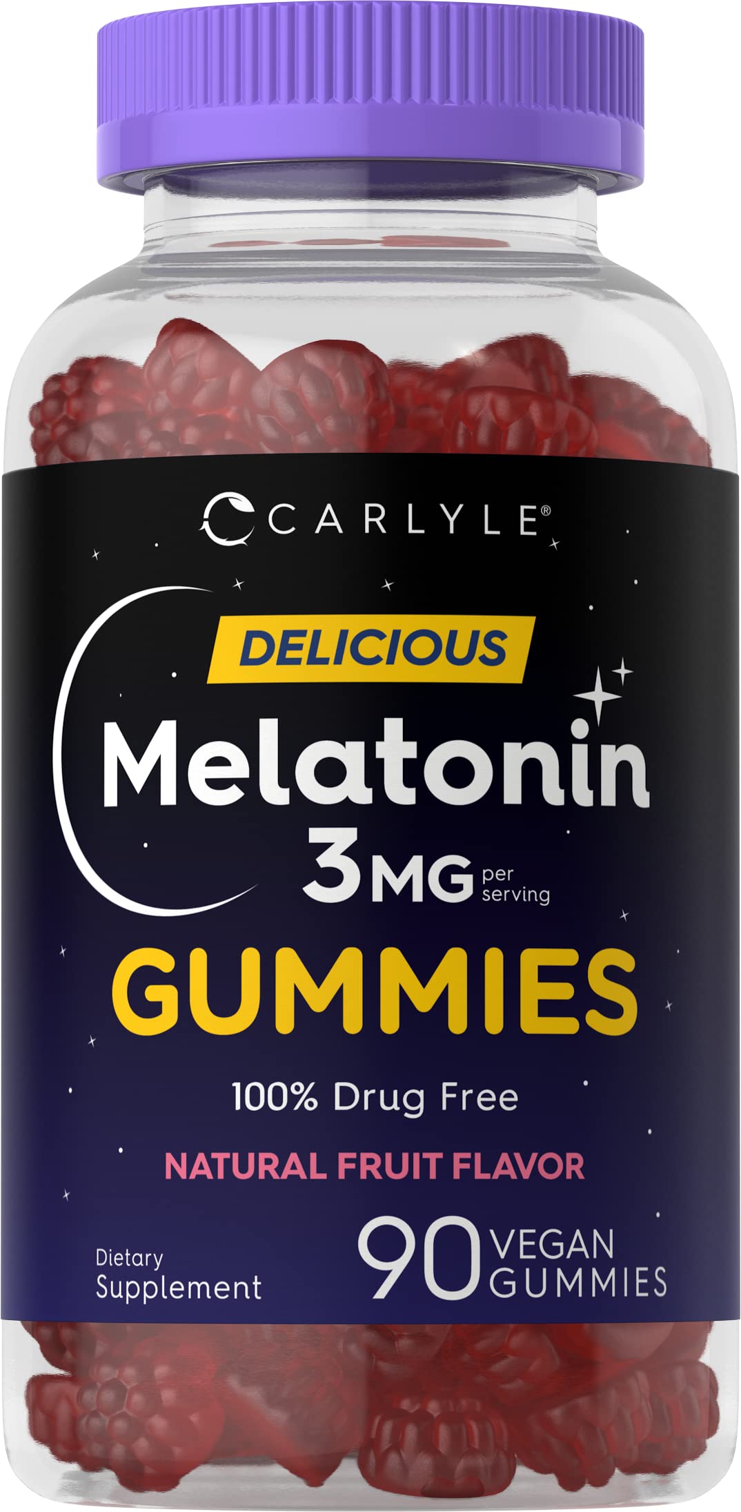 Foto 2 pulgar | Gomitas De Melatonina Carlyle, 3 Mg, 90 Unidades, Veganas, Sin Ogm - Venta Internacional.
