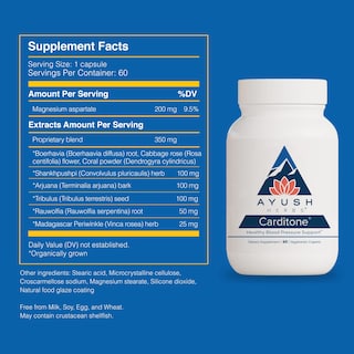 Foto 4 | Suplemento Ayush Herbs Carditone Para La Presión Arterial 60 Comprimidos - Venta Internacional.