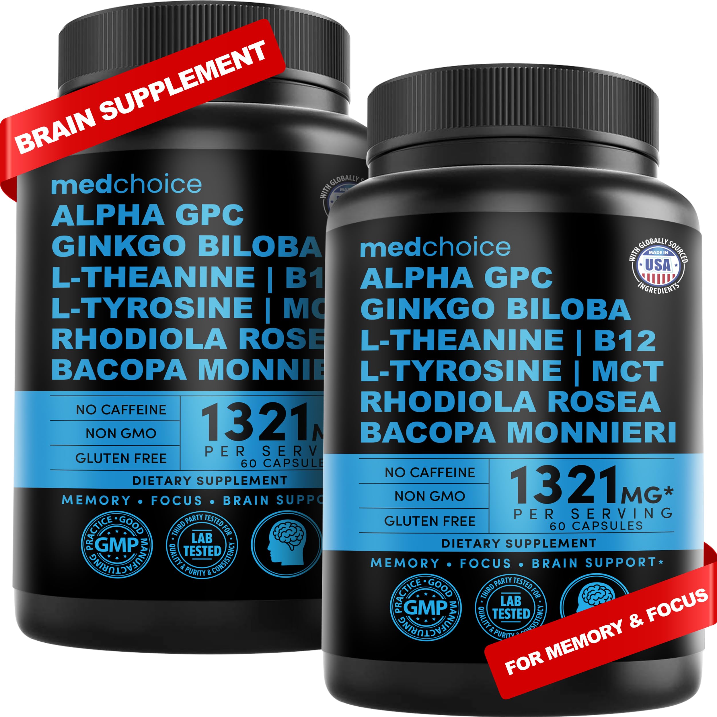 Foto 1 | Suplemento Medchoice Nootrópico Brain Memory & Focus, 60 Unidades, 2 Unidades - Venta Internacional.