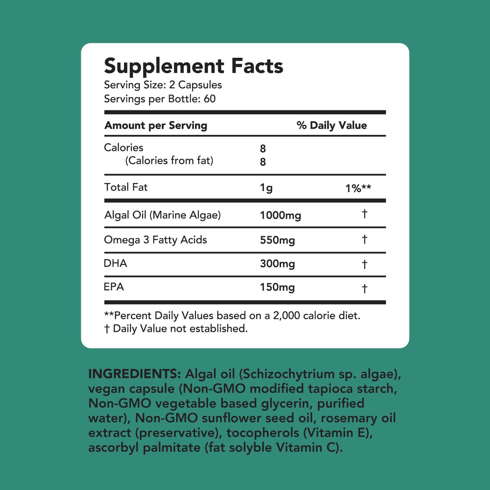 Foto 4 pulgar | Suplemento Amandean Vegan Omega 3 Algas Dha Y Epa 120 Cápsulas Blandas - Venta Internacional.