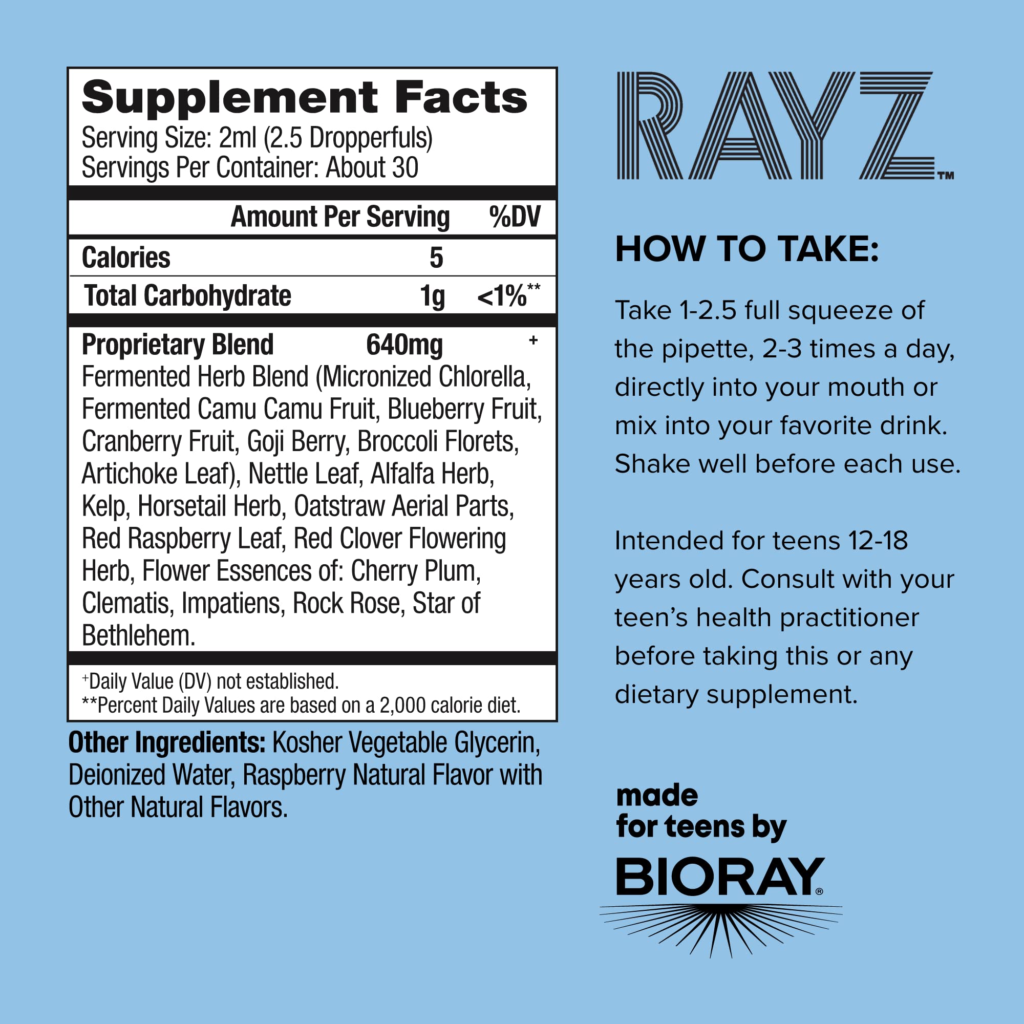 Foto 3 pulgar | Suplemento Bioray Rayz All Systems Glow Frambuesa 60 Ml - Venta Internacional