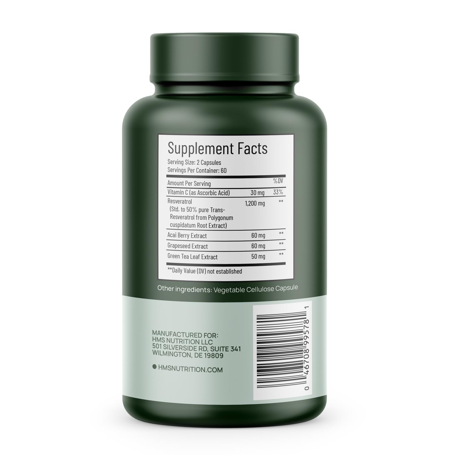 Foto 3 | Suplemento Hms Nutrition Resveratrol 1400 Mg 120 Cápsulas - Venta Internacional.